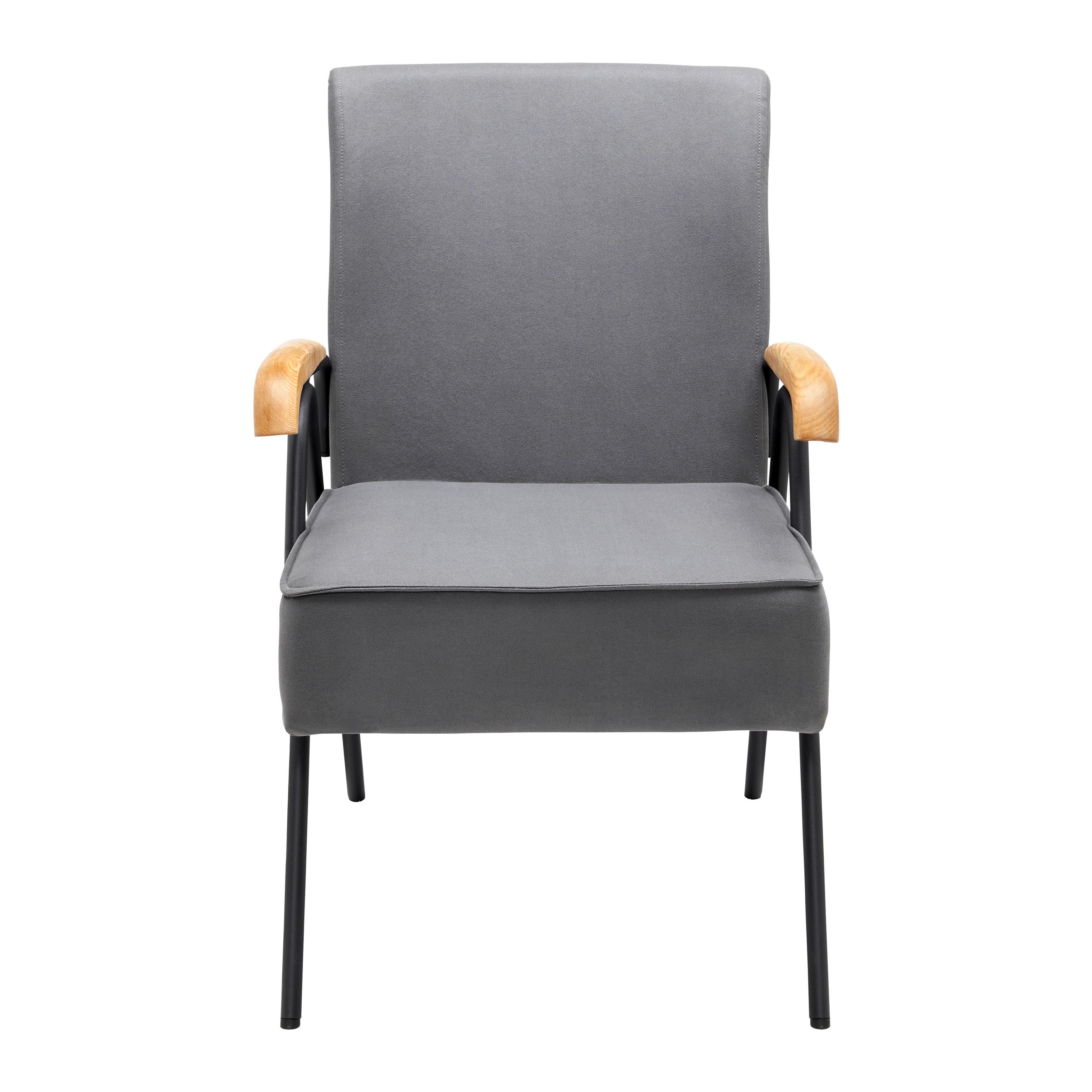 Sessel, grau, "Nati" - Schwarz/Naturfarben, MODERN, Holz/Textil (52/79/66cm) - Bessagi Home