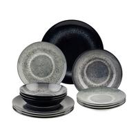 Tafelservice Batik Schwarz, 12-teilig - Schwarz, MODERN, Keramik - Mömax
