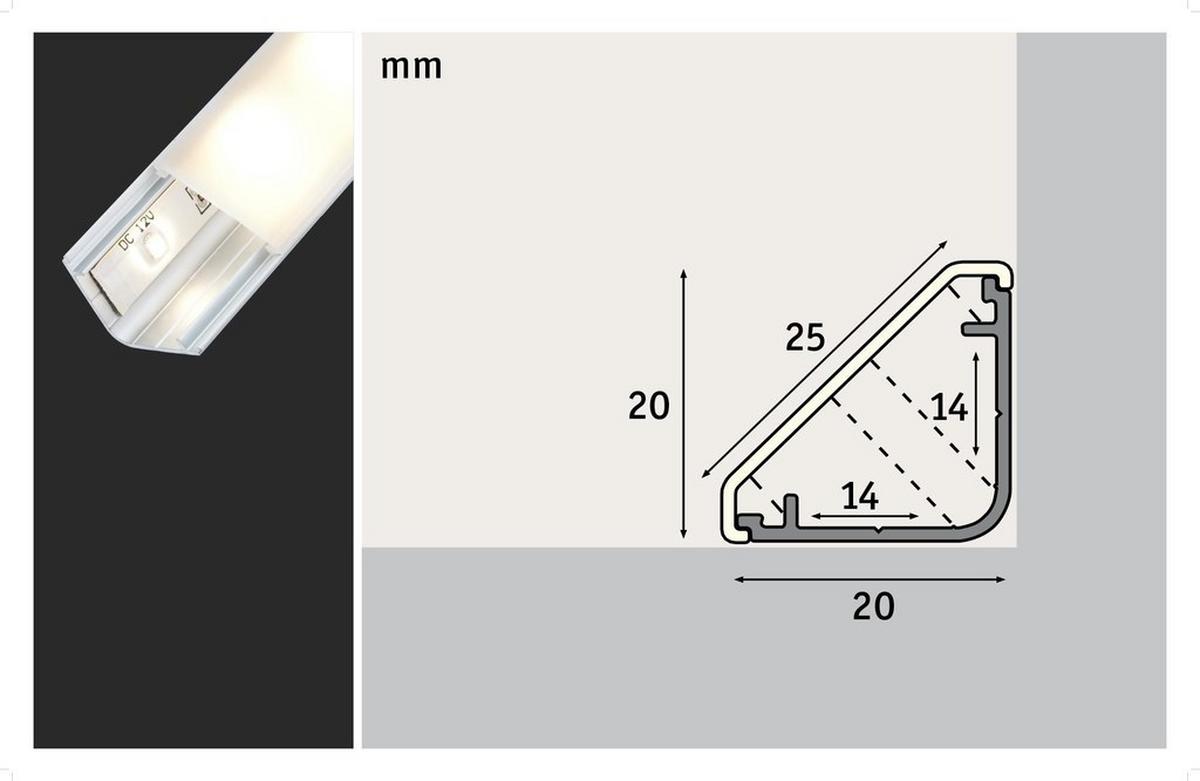 LED-Dekoleuchte Function Delta inkl. Diffusor 2m - Alufarben, Basics, Kunststoff/Metall (200/2/2cm) - Paulmann