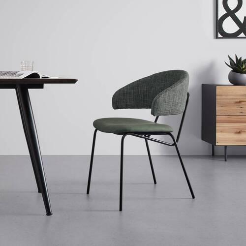 KRZESŁO ELLA - zielony/czarny, Modern, metal/drewno (53/79/61cm) - Bessagi Home