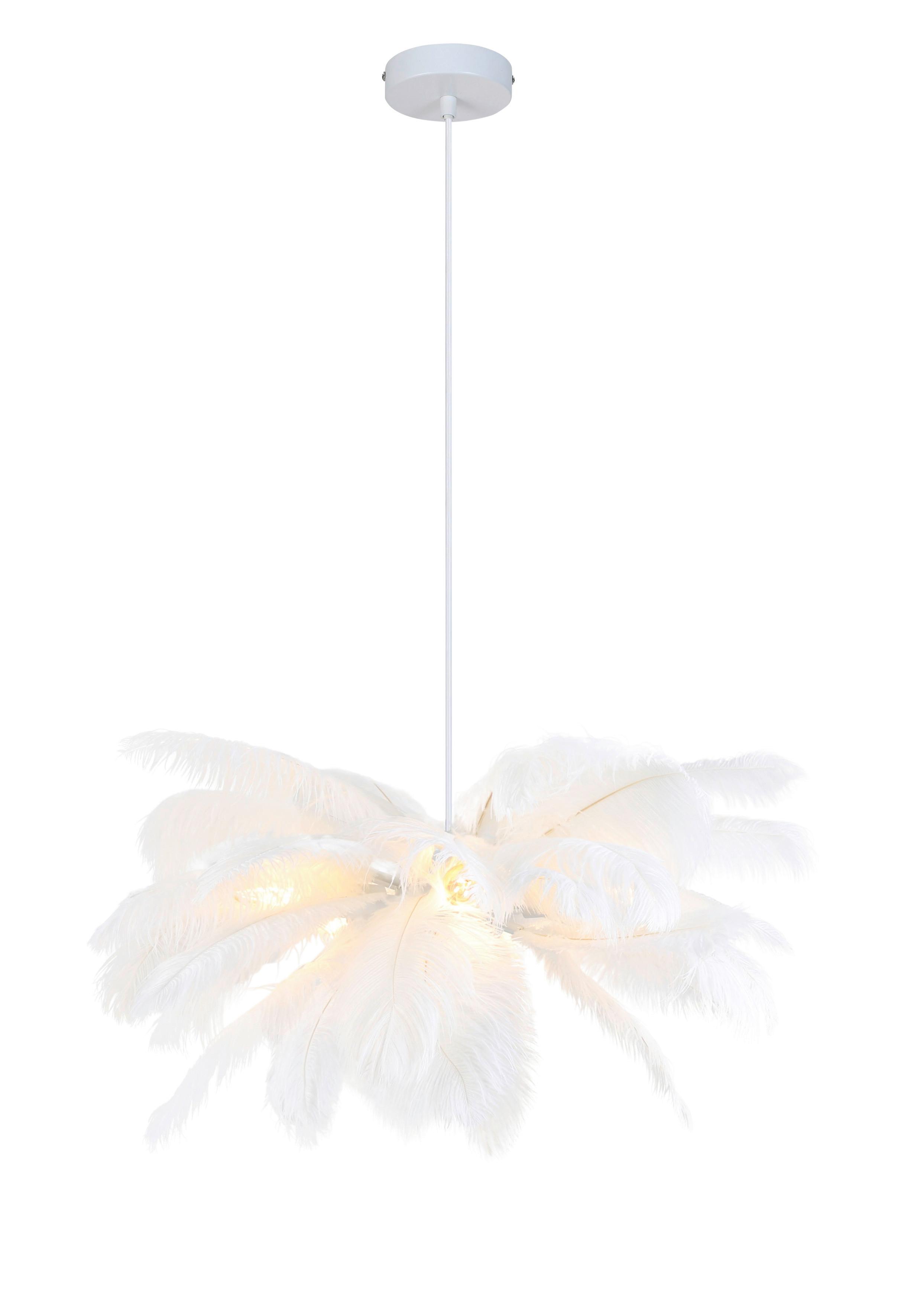 LAMPA WISZĄCA MAGGIE - biały, Trend, metal/tkanina (55/120cm) - Novel