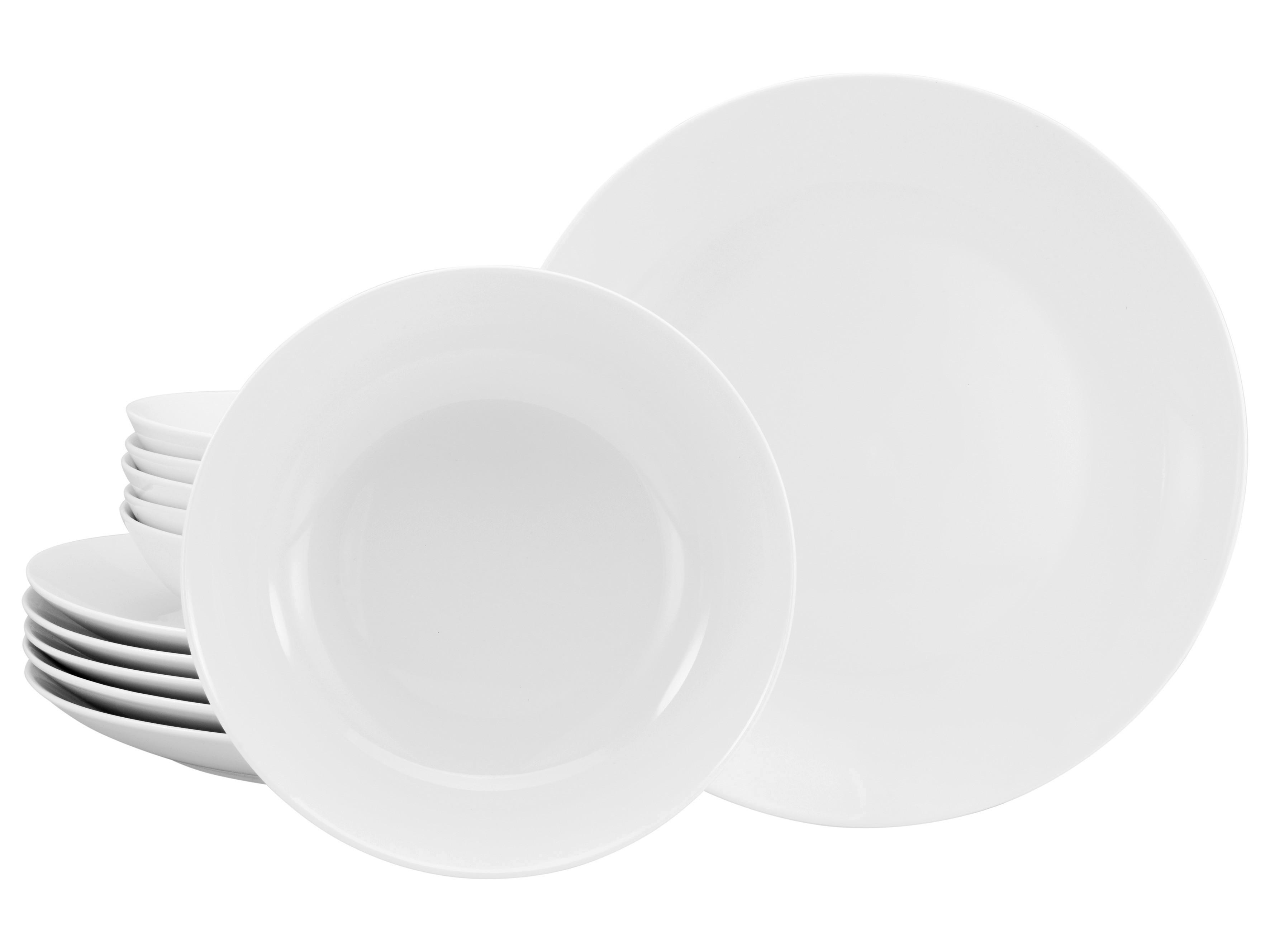 Tafelservice Luna Weiss Weiß, 12-teilig - Weiß, Basics, Keramik - Creatable