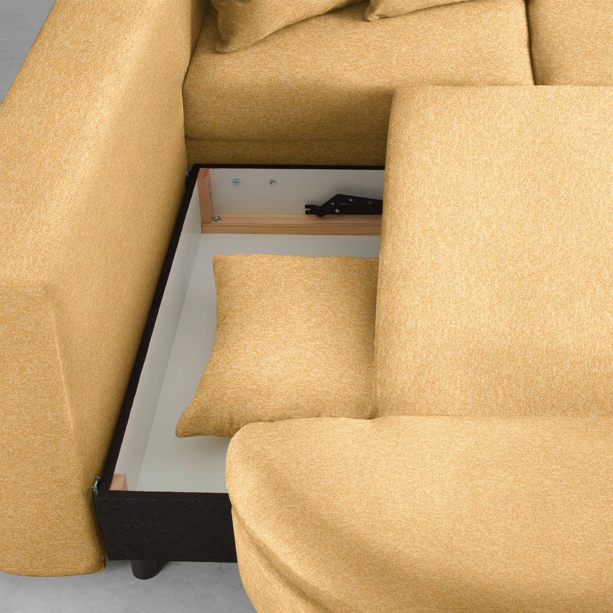 Ecksofa Axel Senfgelb - Senfgelb/Schwarz, MODERN, Textil/Metall (250/87/291cm) - Mömax