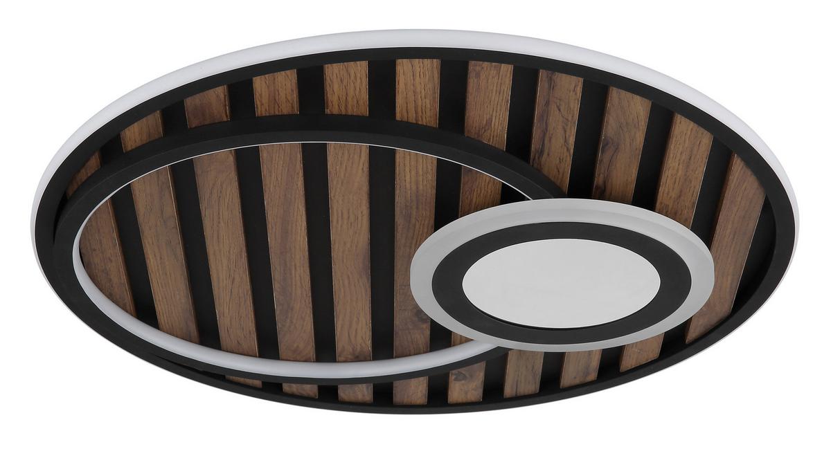 LED-DECKENLEUCHTE 67345D5 WOODY - Weiss/Dunkelbraun, Natur, Holzwerkstoff/Kunststoff (50/8cm) - Globo