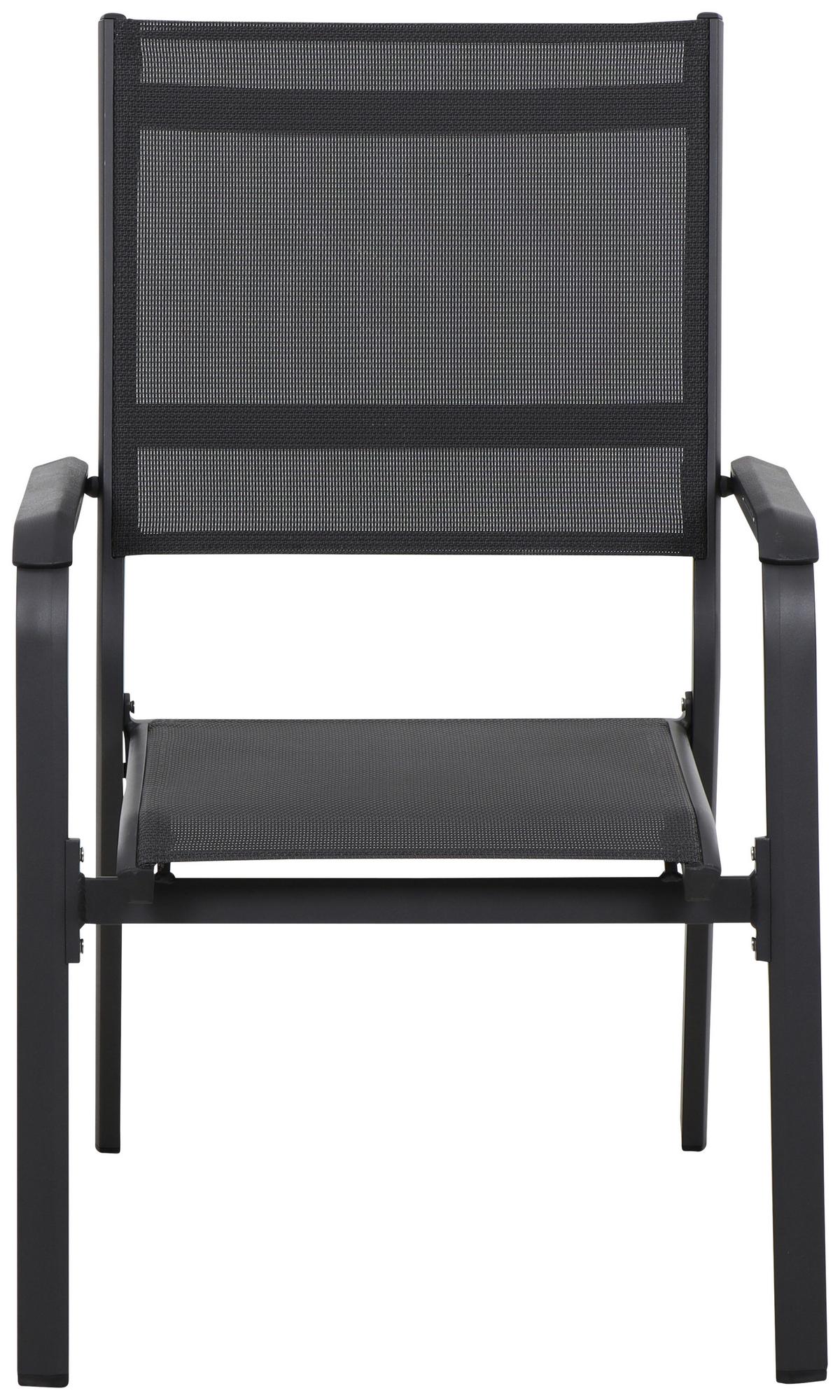 Gartensessel stapelbar Tesoro Aluminium/Textil - Anthrazit/Schwarz, KONVENTIONELL, Kunststoff/Textil (63/97/67cm) - Siena Garden