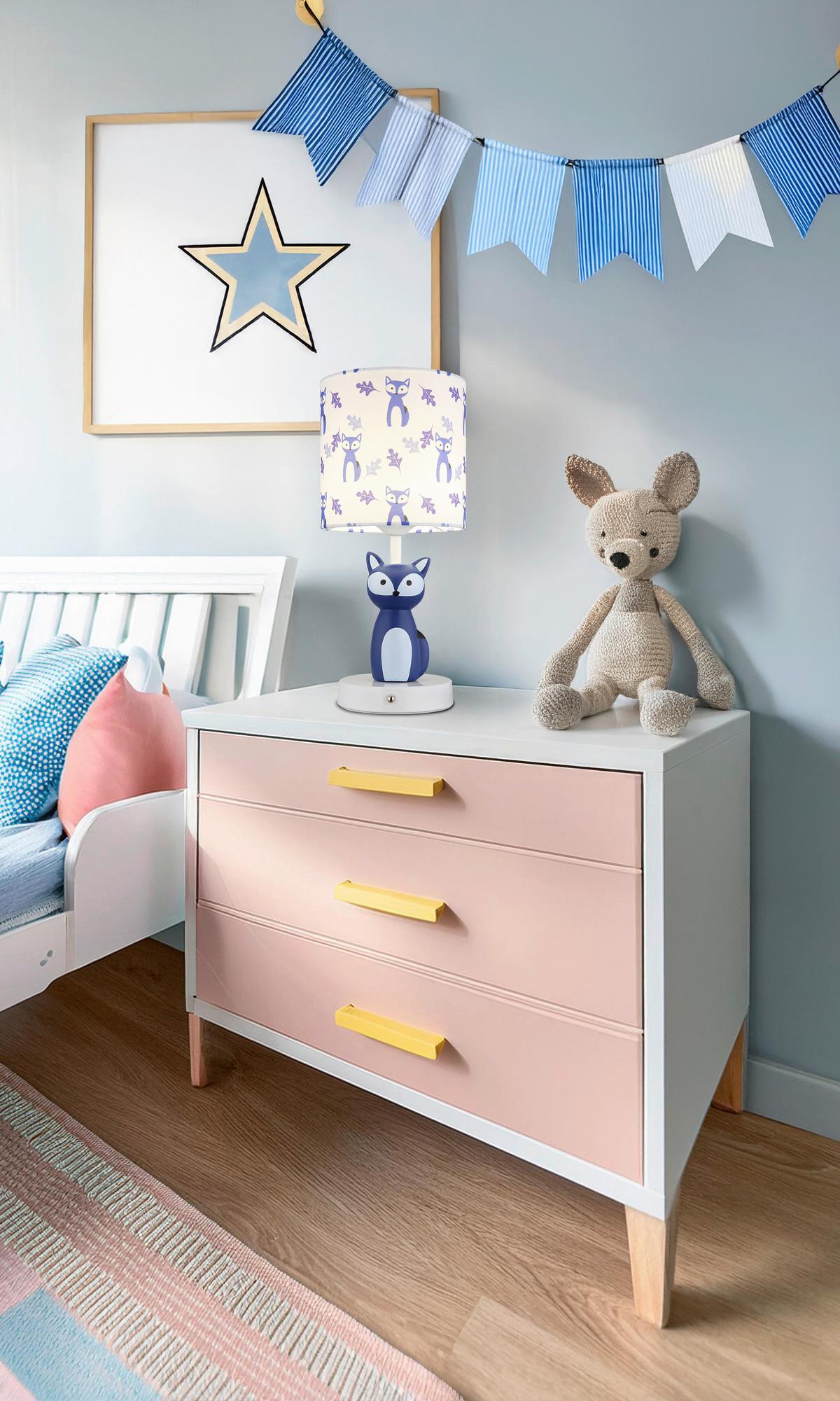 LED-TISCHLEUCHTE 21737B FOXY - Blau/Weiss, Trend, Keramik/Kunststoff (15/33,5cm) - Globo