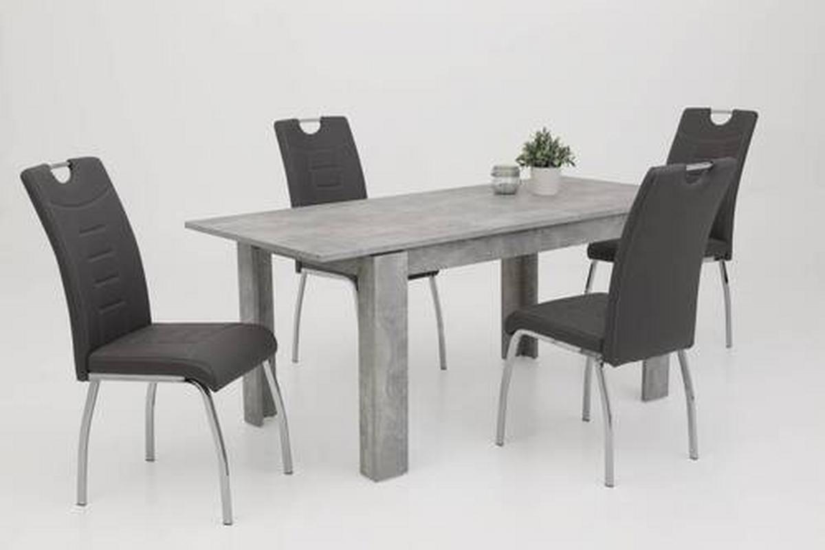 Stuhl-Set Andrea S Grau Lederlook - Chromfarben/Weiß, MODERN, Textil/Metall (43/100/64cm) - MID.YOU