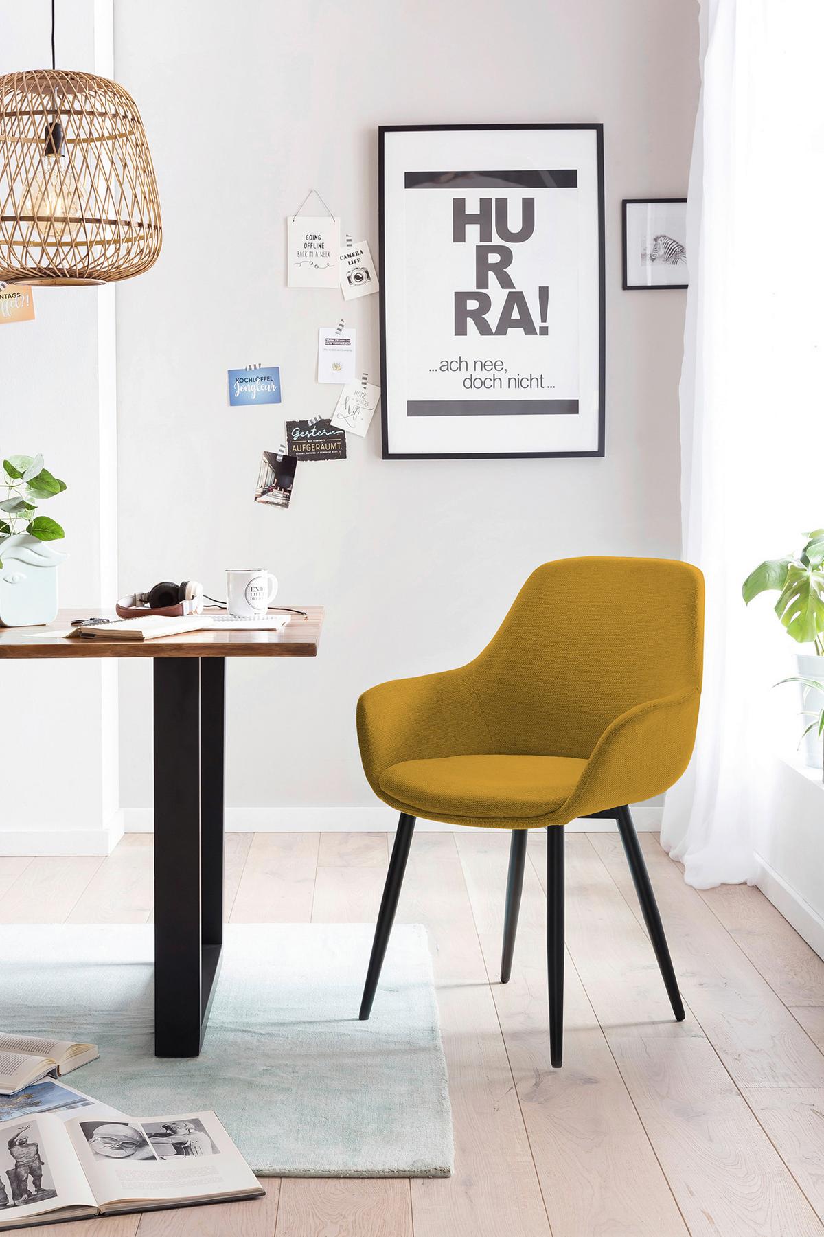 Set Naslanjačev Lena, Rumena, 2-Delni - rumena/črna, Moderno, kovina/tekstil (64/86/59cm) - Livetastic