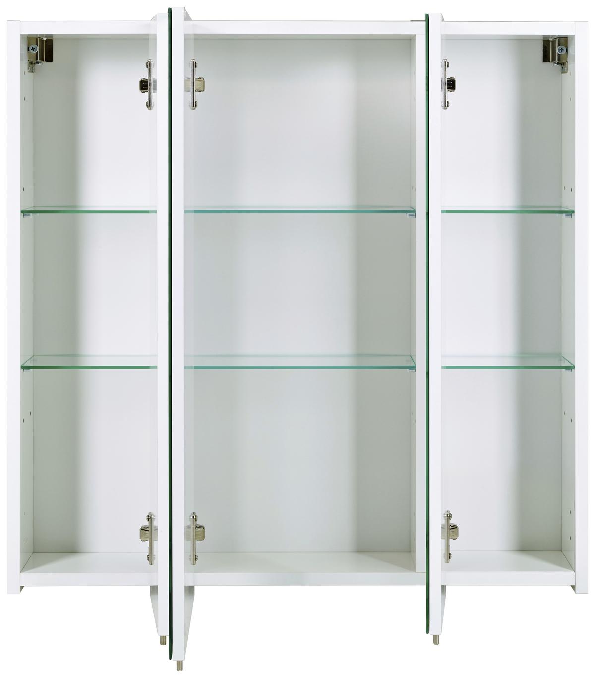 Spiegelschrank Lumo 3-türig ca. 70x71 cm Weiß - Nickelfarben, MODERN, Glas/Holzwerkstoff (70/70,7/15,6cm) - MID.YOU