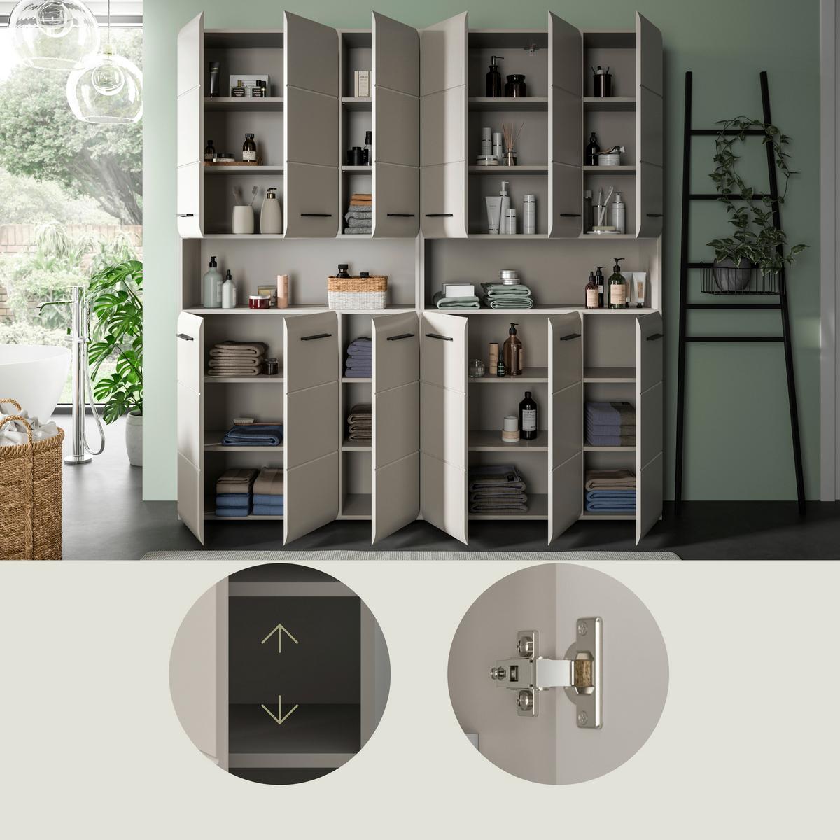Badezimmer Ice Kaschmir 2-teilig - Kaschmir/Schwarz, Trend, Holzwerkstoff/Kunststoff (180cm) - MID.YOU