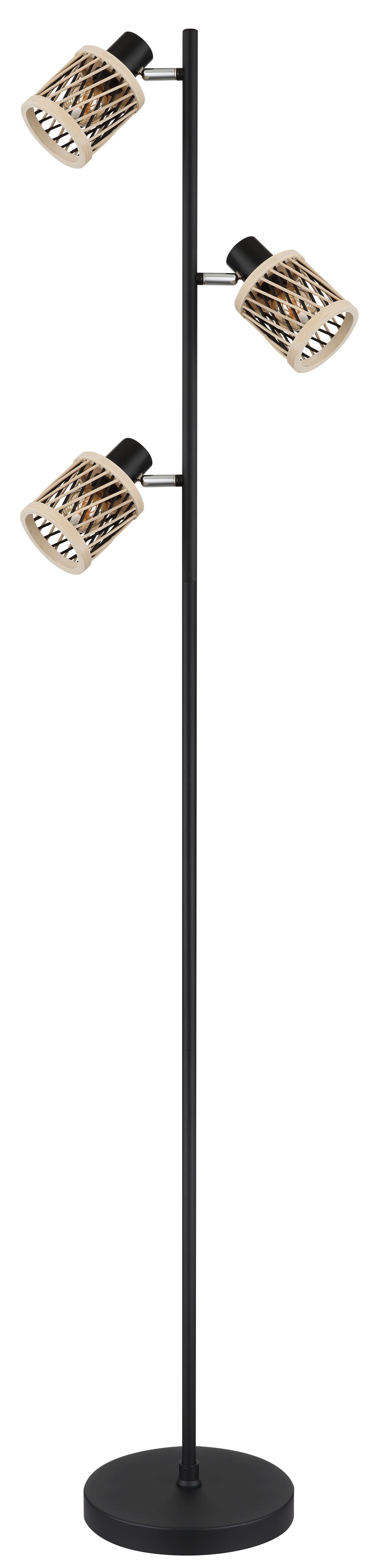 Stehleuchte 41050308 Mali - Schwarz/Naturfarben, Konventionell, Naturmaterialien/Kunststoff (23/154cm) - Globo