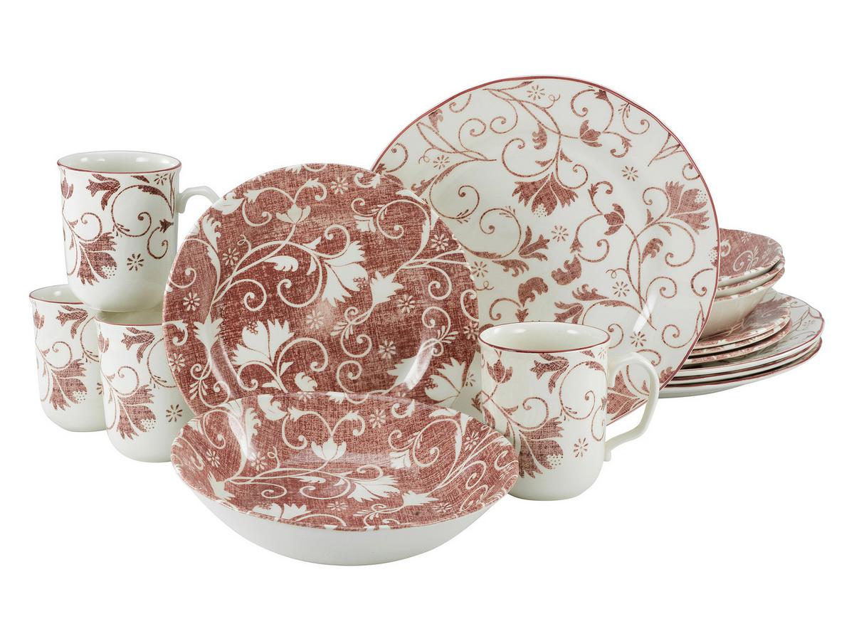 Kombinirani Servis Damask Pink, 16-Delni - večbarvno, keramika - Creatable