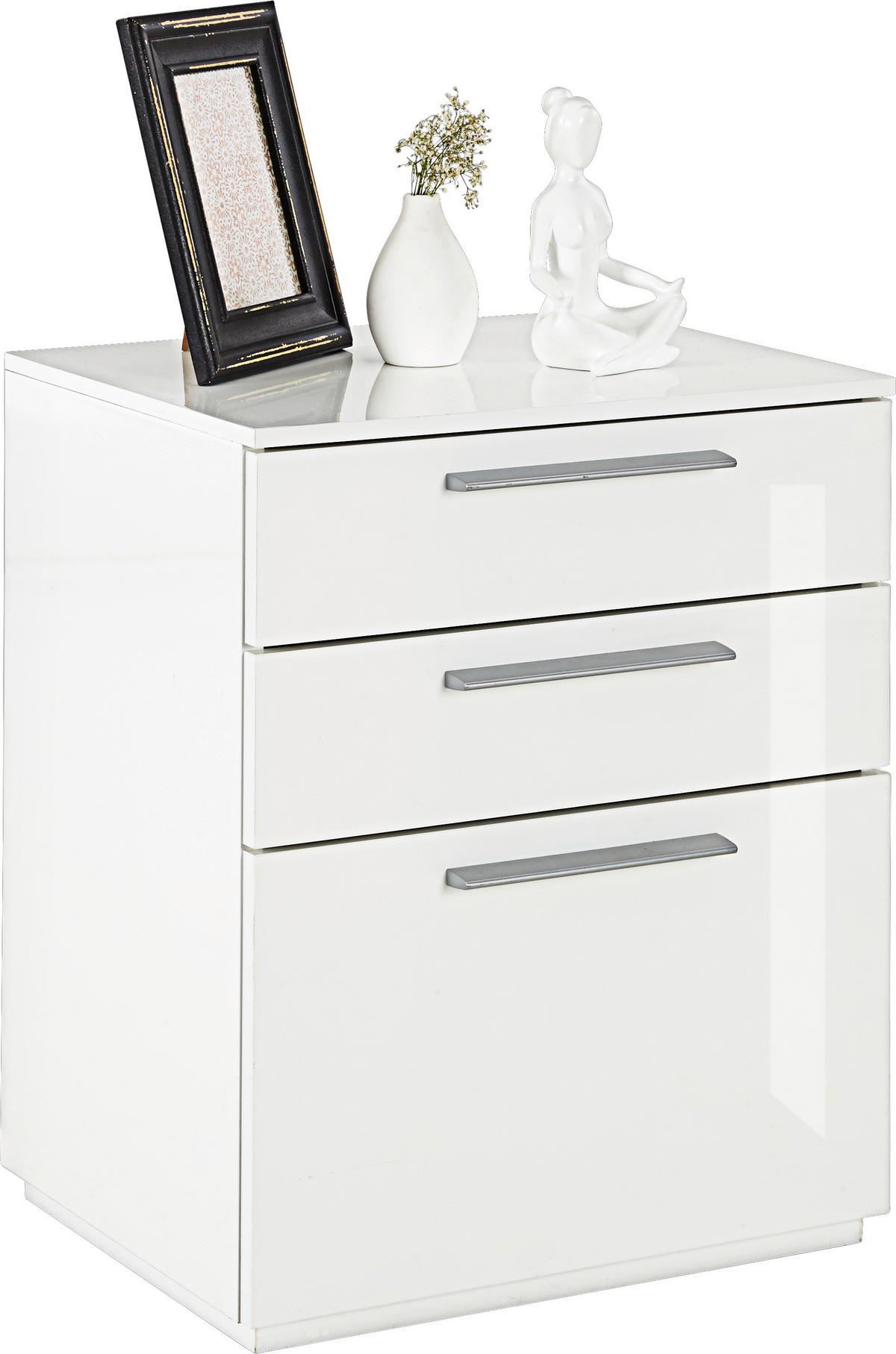 SZAFKA NOCNA SEMPLICE - biały/kolor aluminiowy, Modern, materiał drewnopochodny/metal (50/60/41cm) - Mömax