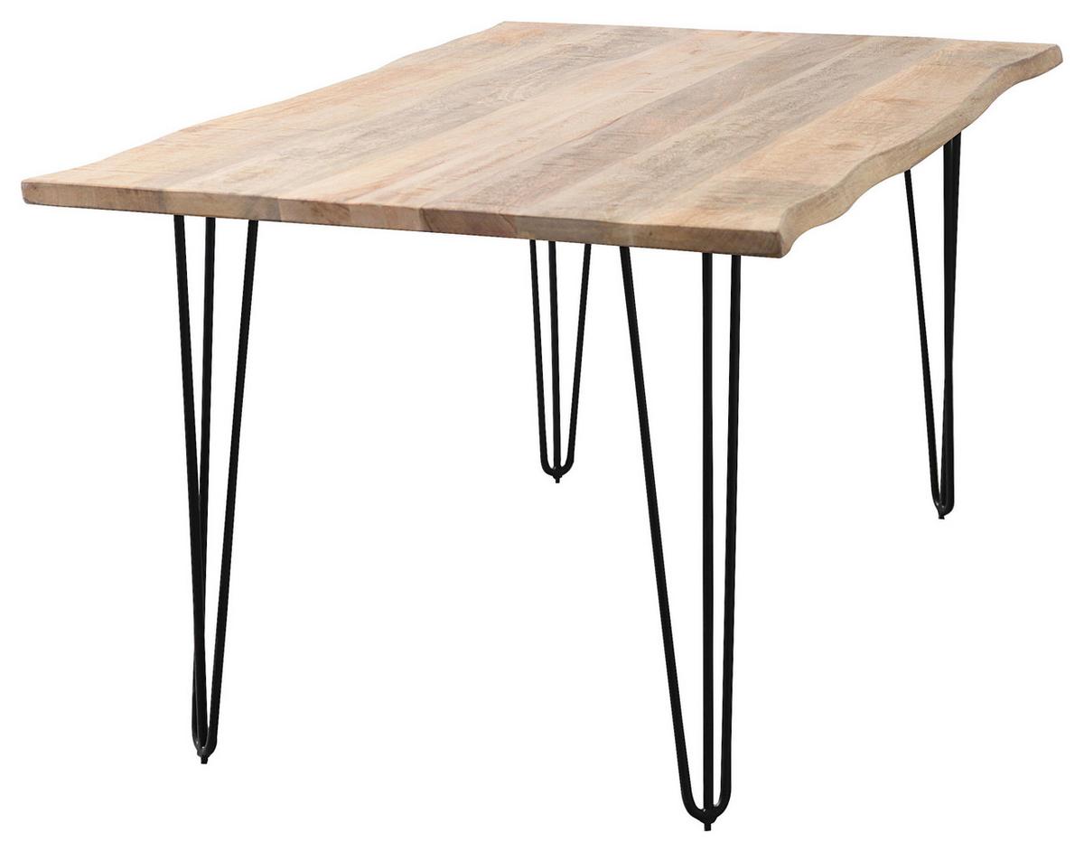 Esstisch Magnus Naturfarben/Schwarz - Schwarz/Naturfarben, Natur, Holz/Metall (160/90/77cm) - Zandiara