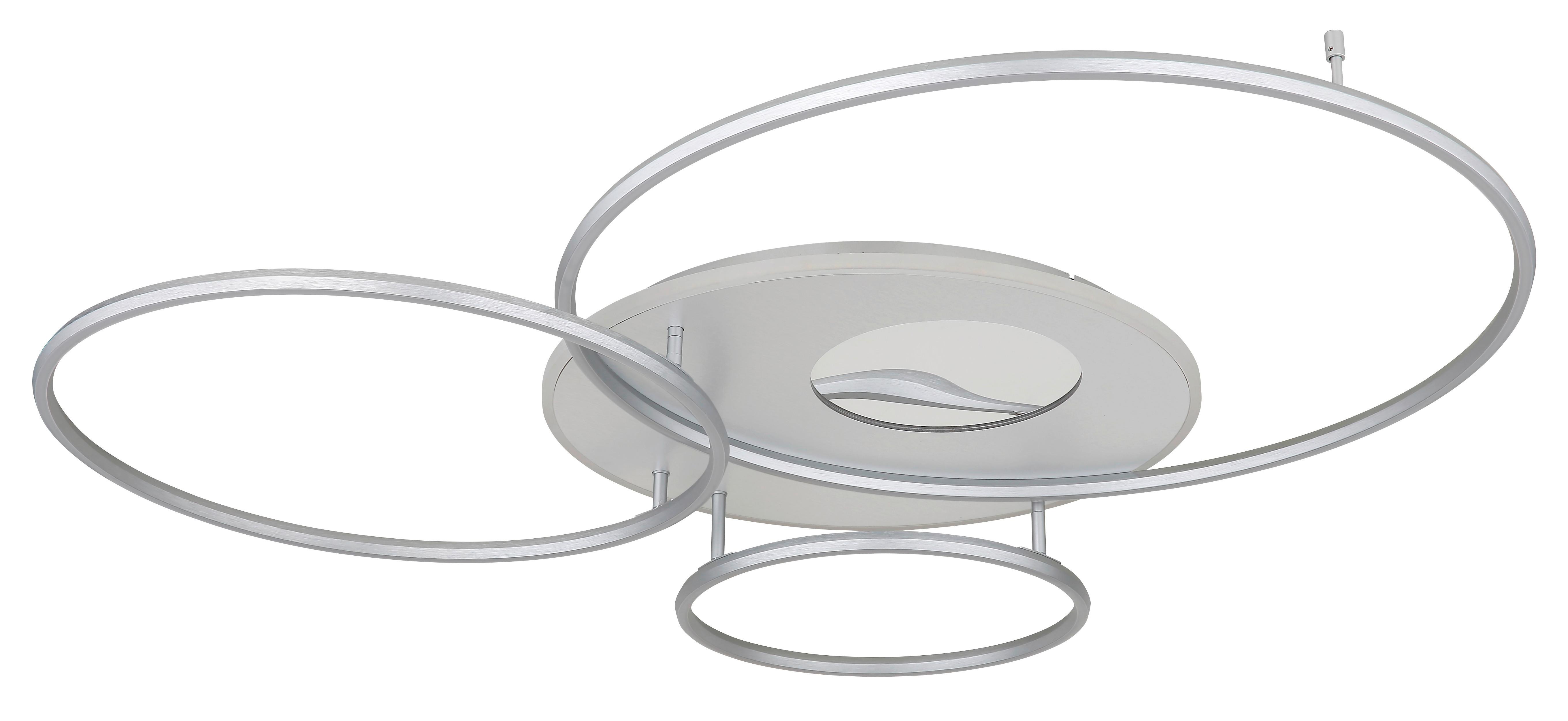LED-Deckenleuchte Befer Opal/Silber max. 70 Watt - Silberfarben/Opal, MODERN, Kunststoff/Metall (126,4/105,3/13cm)