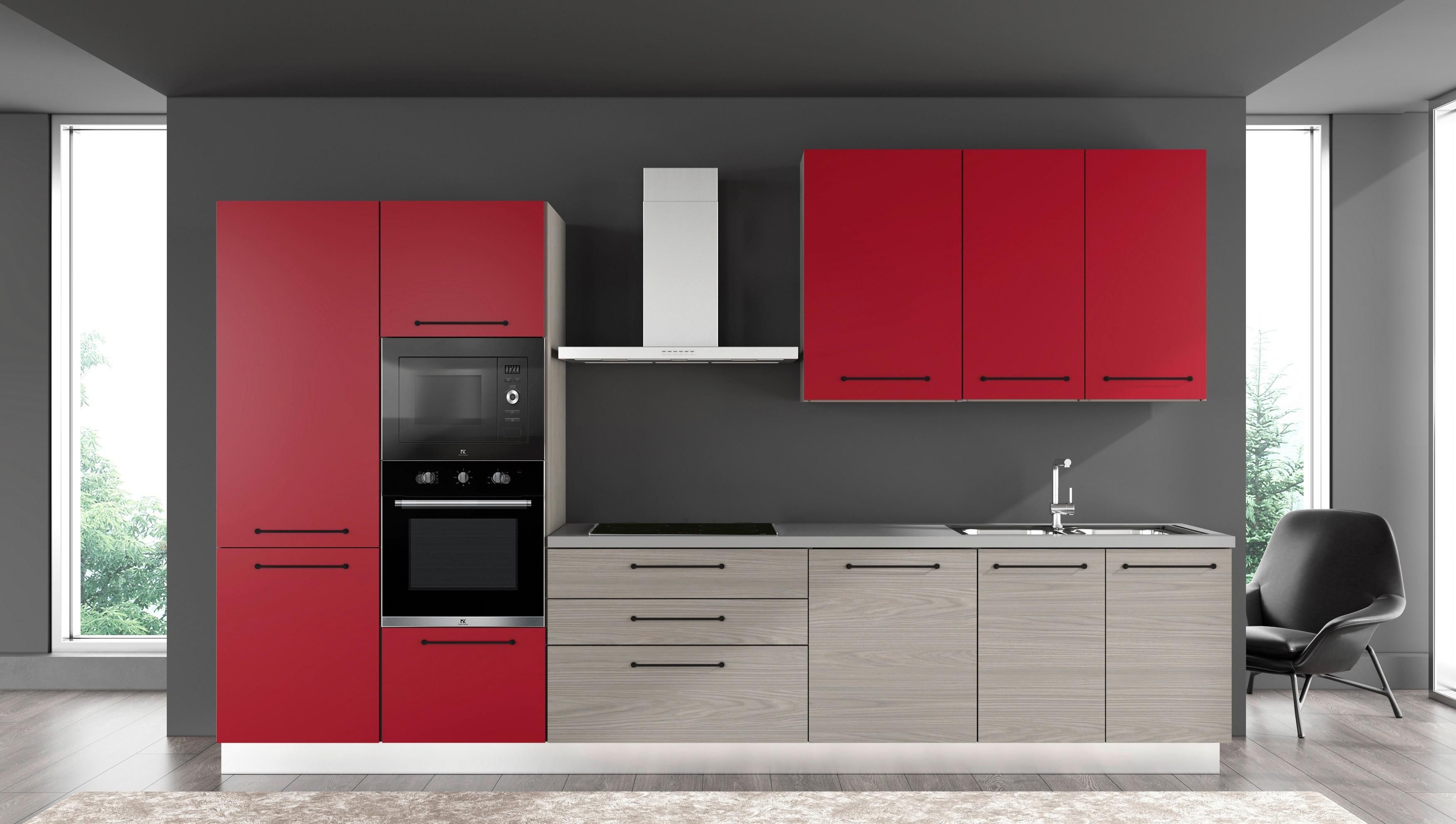 Kuhinjski Blok Line, Z Aparati, 360 Cm - siva/črna, Moderno, kovina/leseni material (360/60/216/240cm) - Mömax