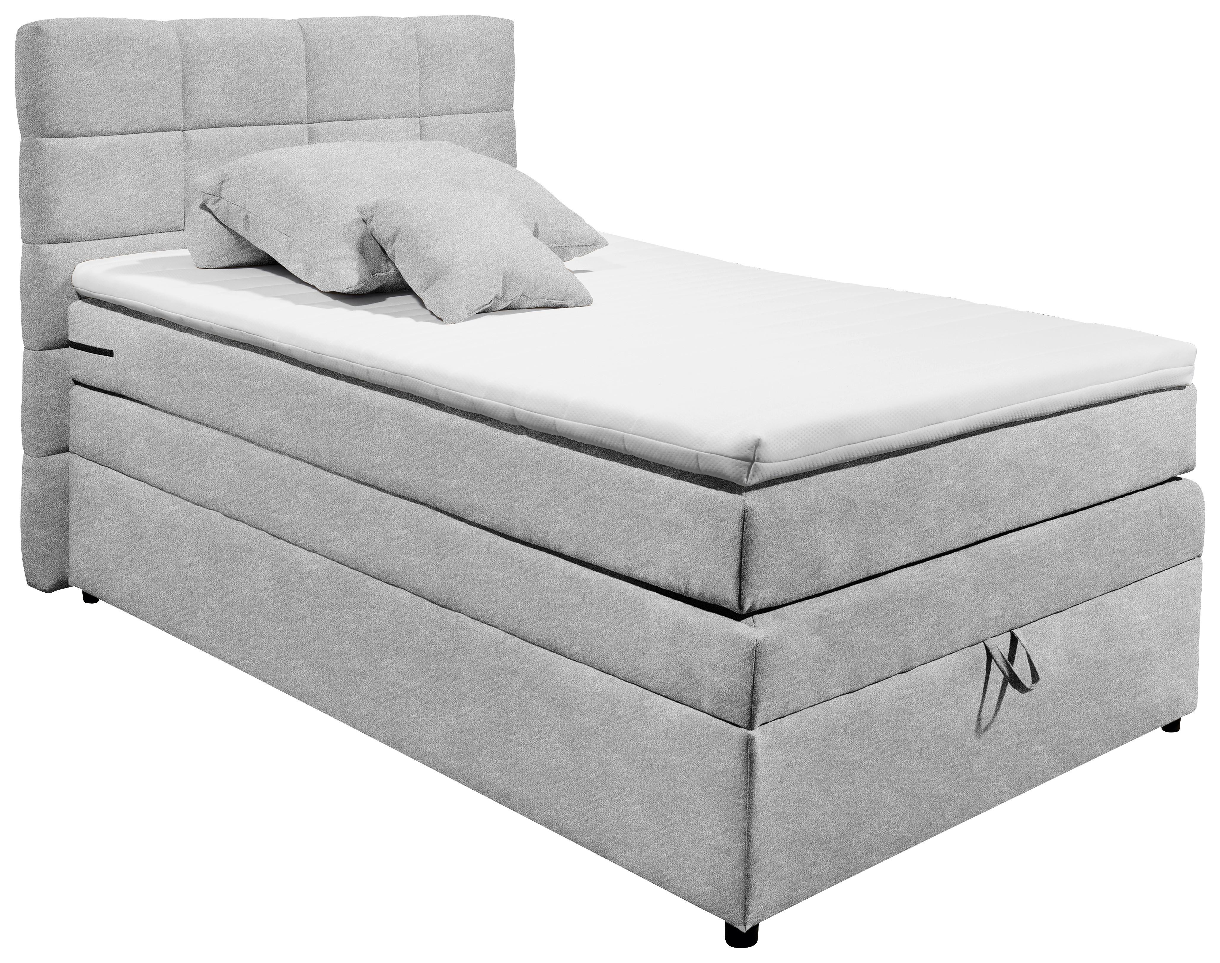 Boxspringbett Tacoma 3 inkl. Topper ca. 120x200 cm Silberf. - Silberfarben, KONVENTIONELL, Kunststoff (120/200cm) - MID.YOU
