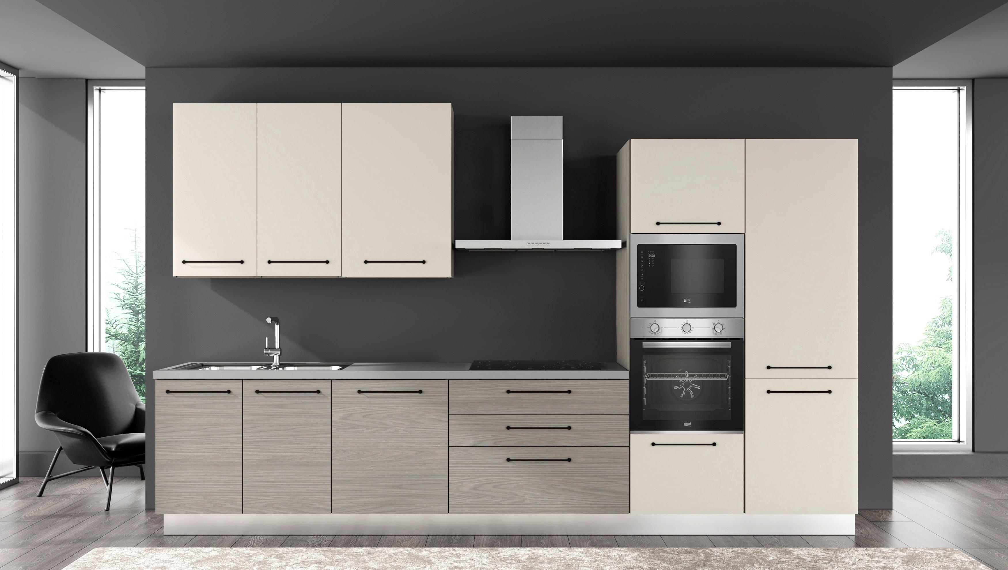 Blok Kuhinja S Aparatima Line 360 - siva/hrast sivi, Konvencionalno, drvo/metal (360/216-240/60cm) - Mömax