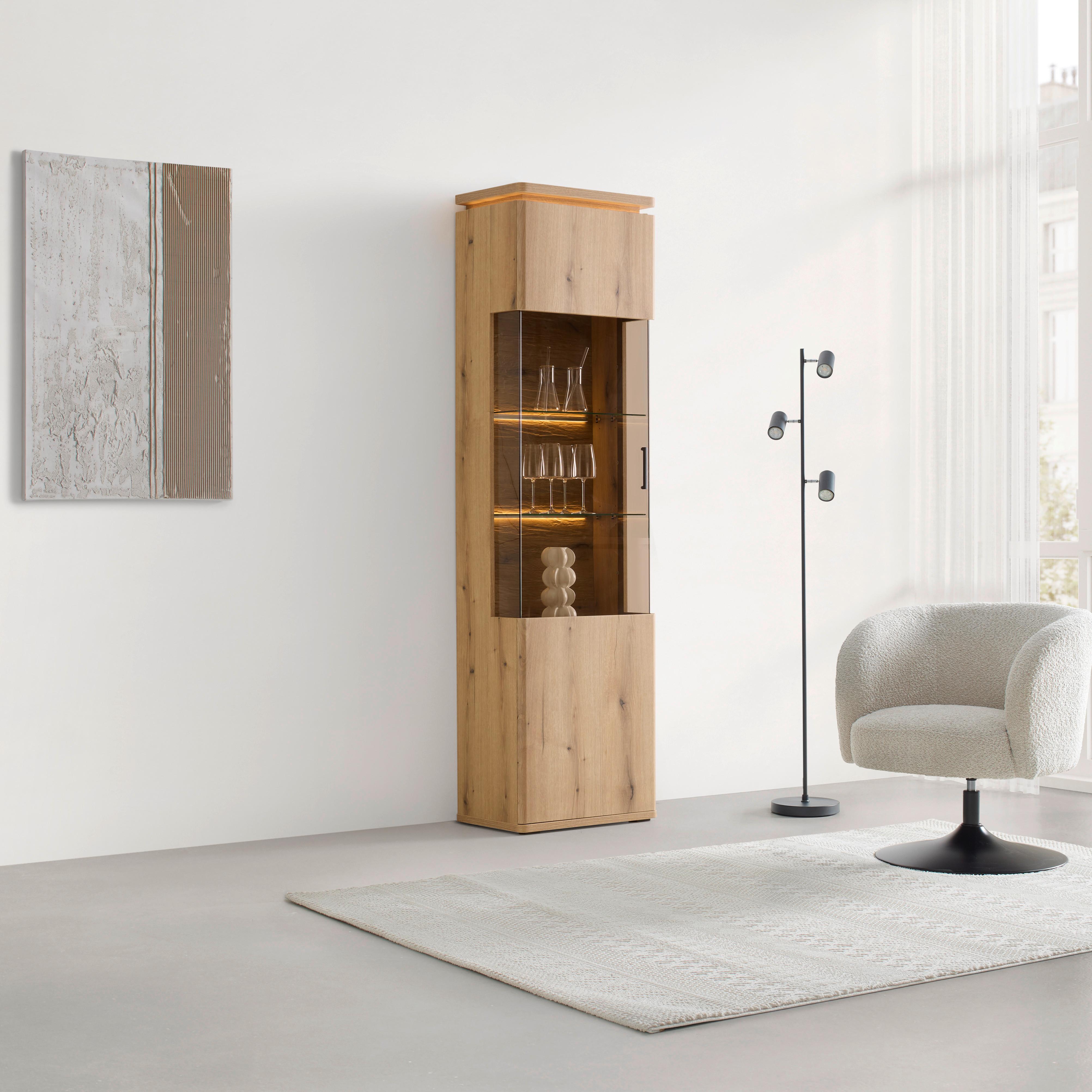 Vitrine Alameda Eichefarben - Eichefarben/Anthrazit, MODERN, Glas/Holzwerkstoff (55/208/38cm) - Mömax