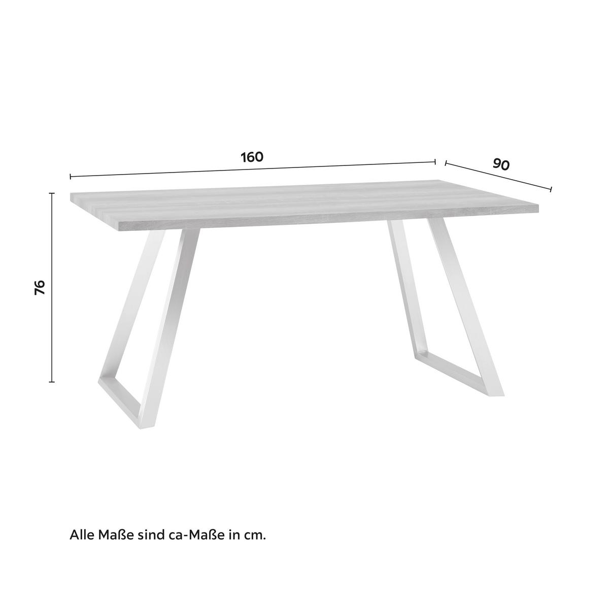 Jedilna Miza Melani, Barva Oreha - barve nerjavečega jekla/barva oreha, Moderno, kovina/leseni material (160/90/76cm) - Bessagi Home