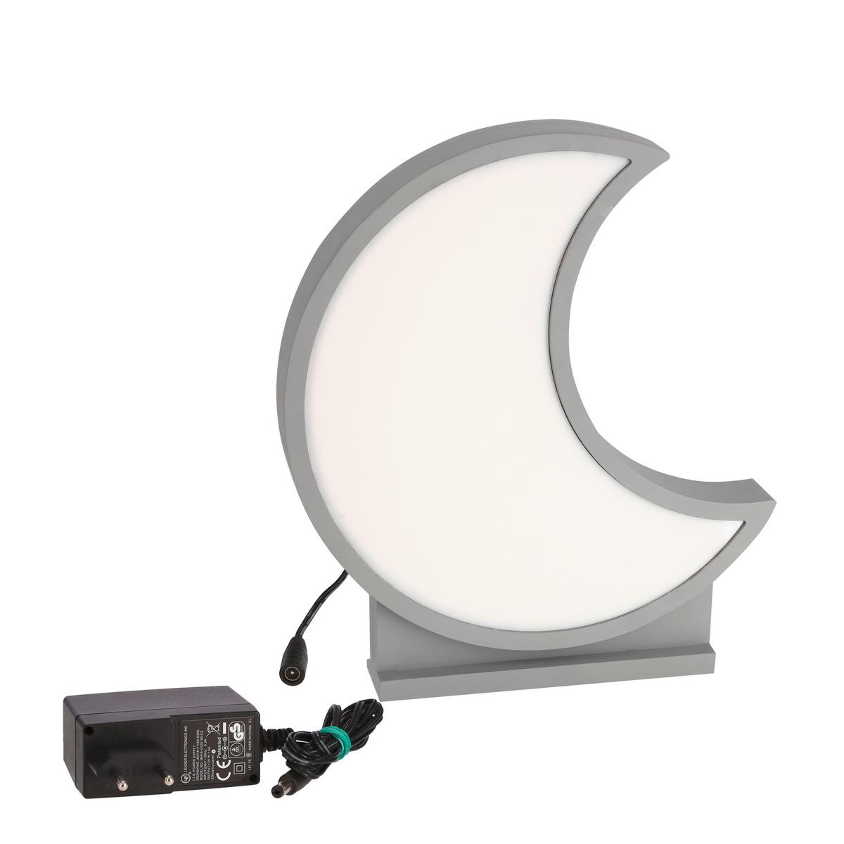 Dječja Stolna Svjetiljka 41-11640 Moon - siva, Basics, drvni materijal/plastika (26/5/29.5cm)