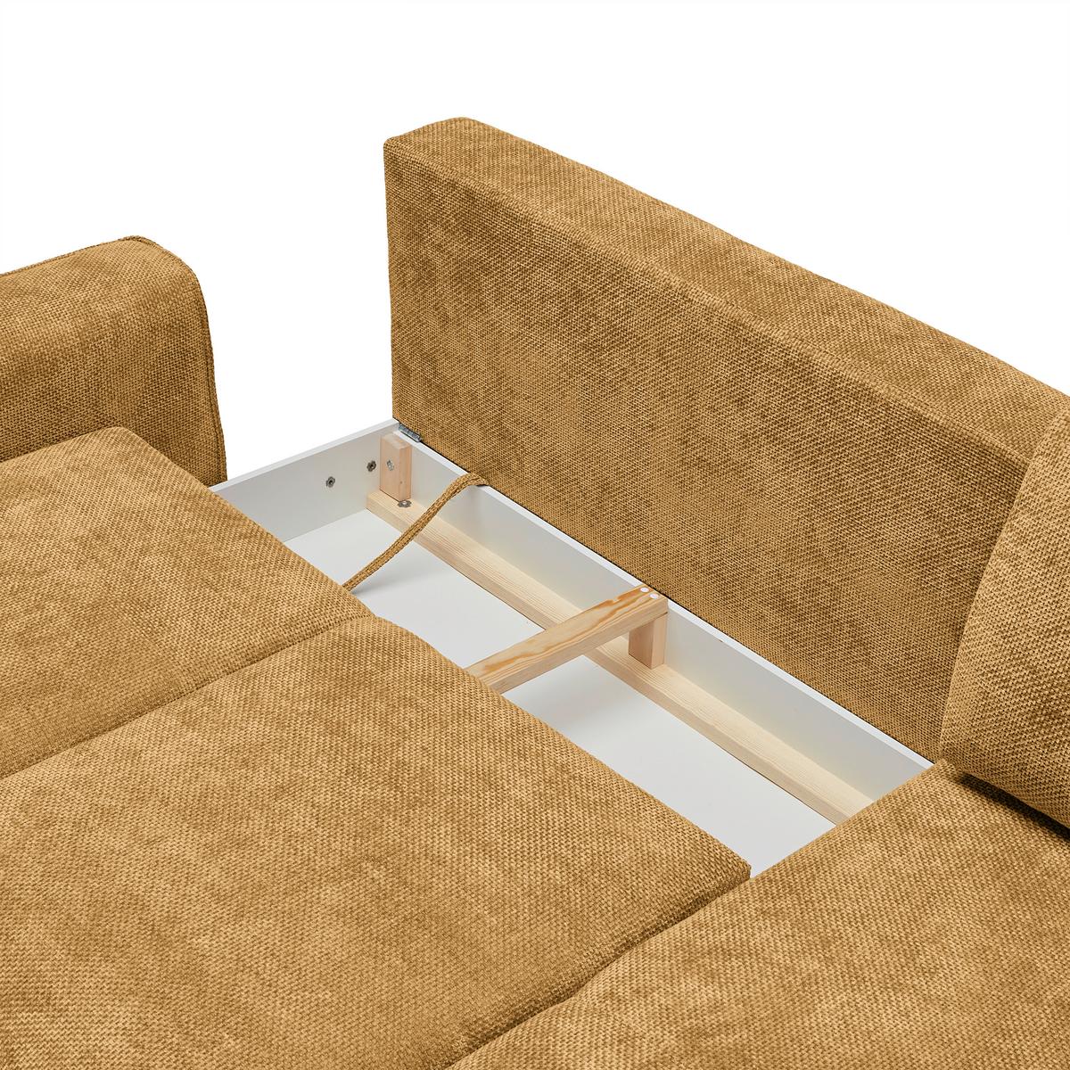 Ecksofa Custom Bernsteinfarben - Bernsteinfarben/Schwarz, MODERN, Textil/Metall (255/164cm) - Mömax