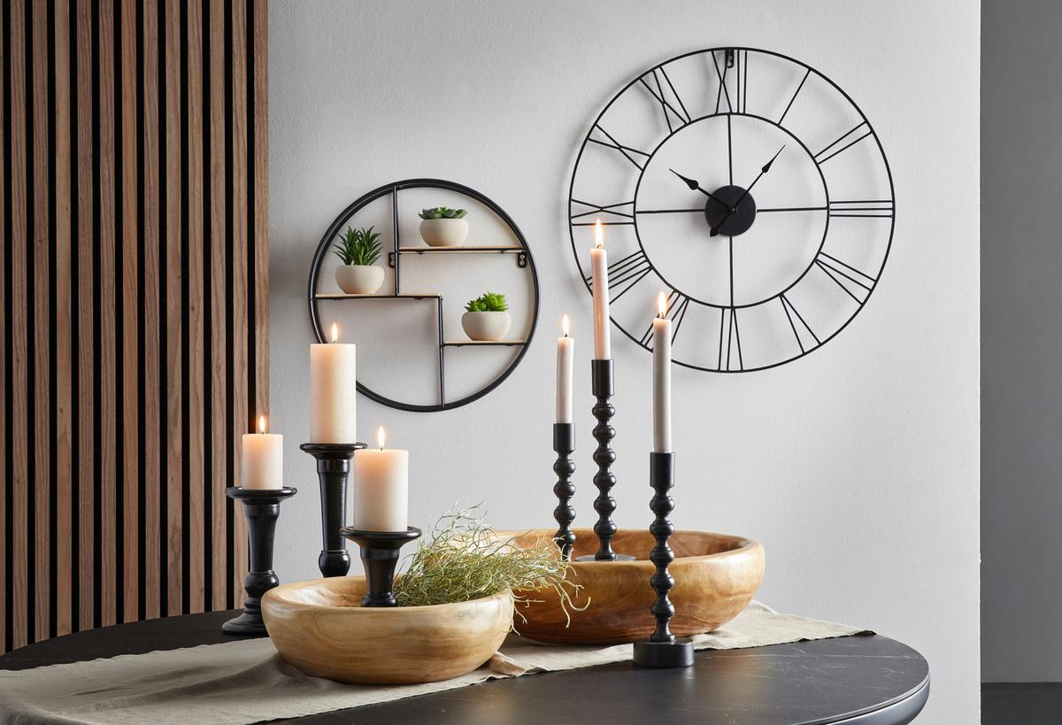 ZEGAR ŚCIENNY KB375-220512102 - czarny, Design, metal (60cm) - Ambia Home