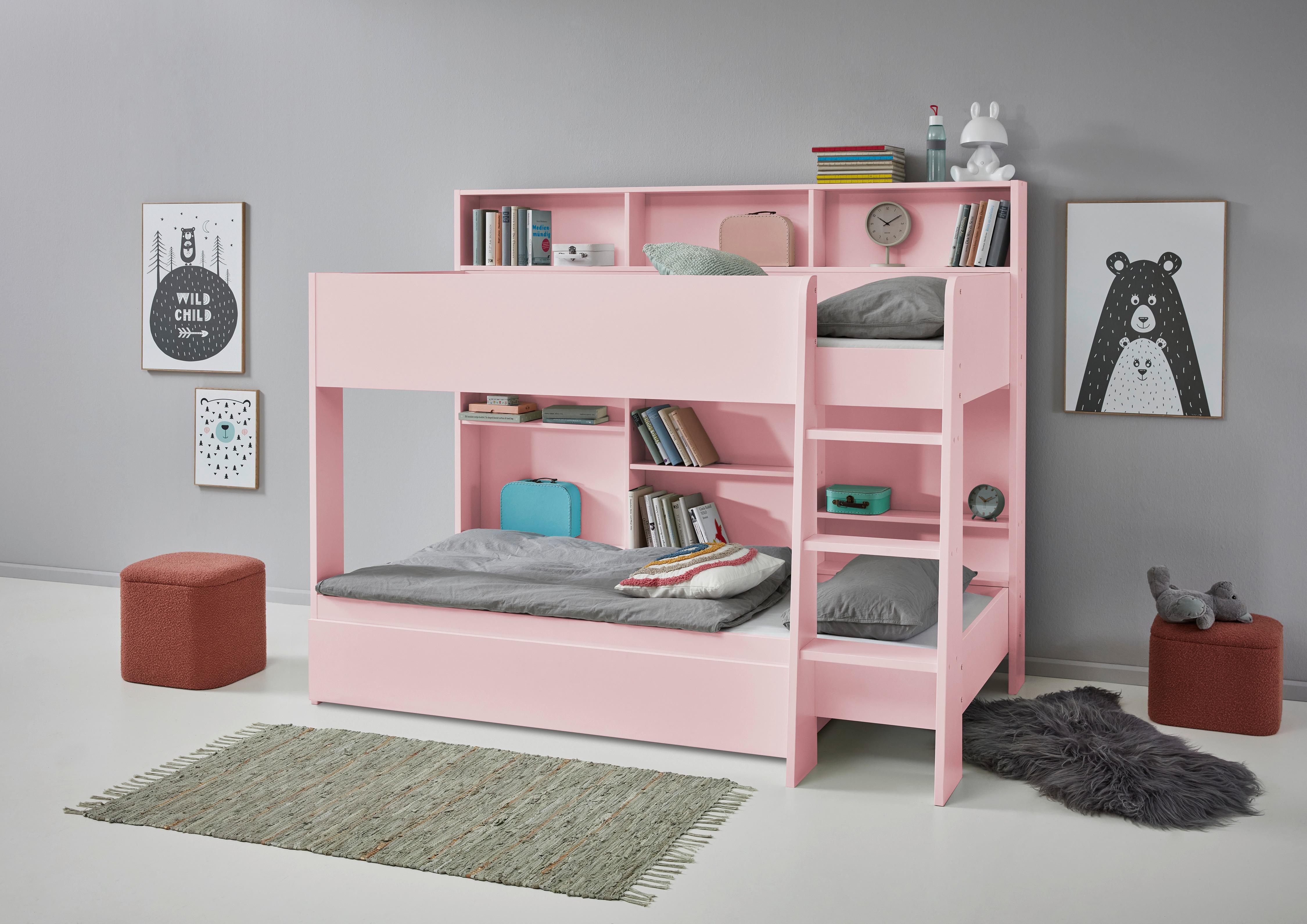 Krevet Na Kat Sely - ružičasta, Konvencionalno, drvni materijal (90/200cm) - Based