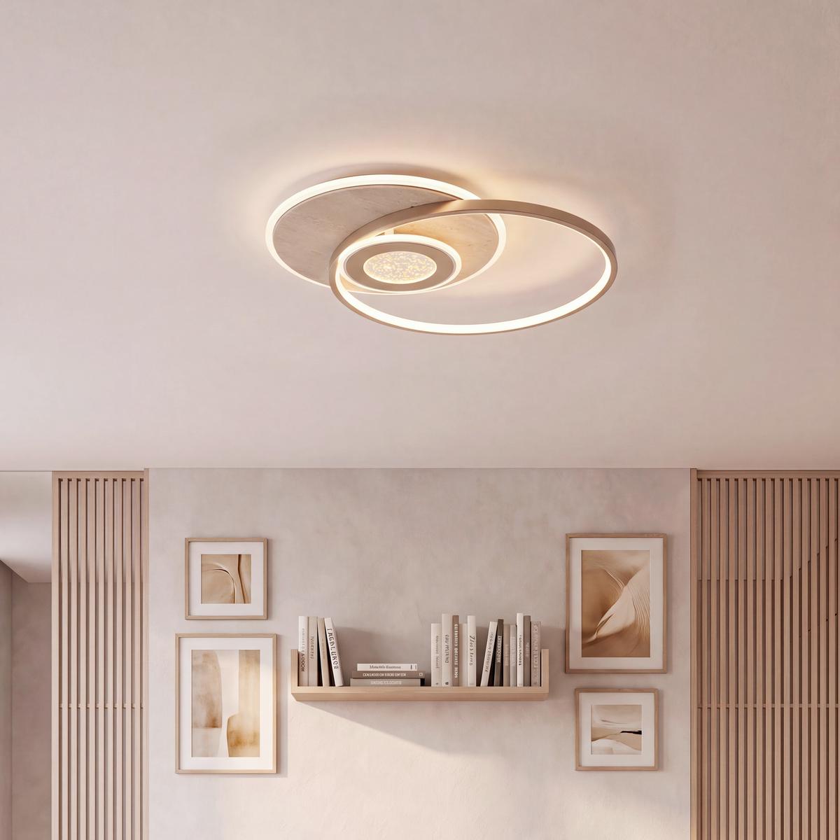 LAMPA SUFITOWA LED TRAVARA *SBN* - kolor piaskowy/szampanowy, Design, kamień/tworzywo sztuczne (54,5/43/8cm) - Novel
