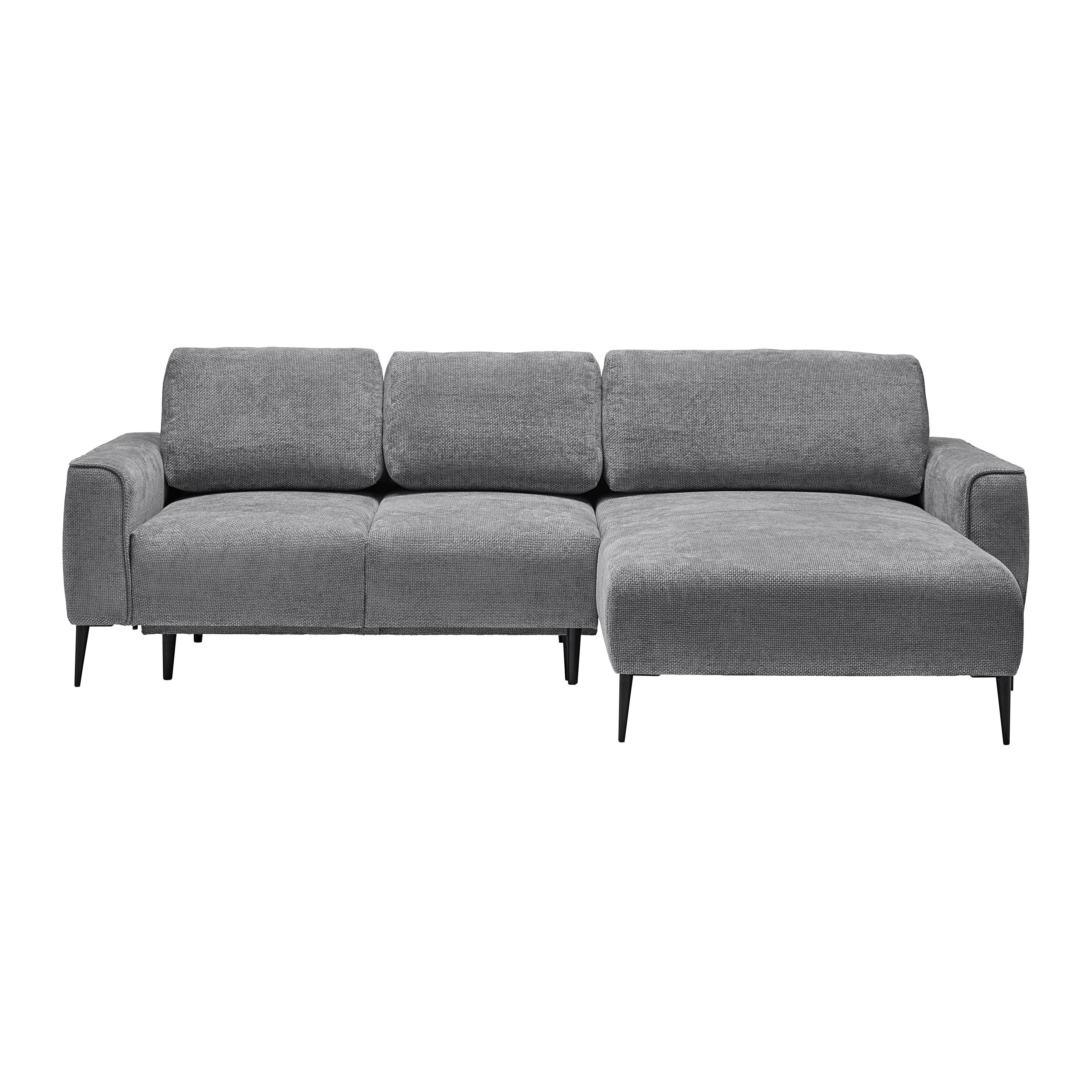 Ecksofa Custom Grau - Schwarz/Grau, MODERN, Textil/Metall (255/164cm) - Mömax