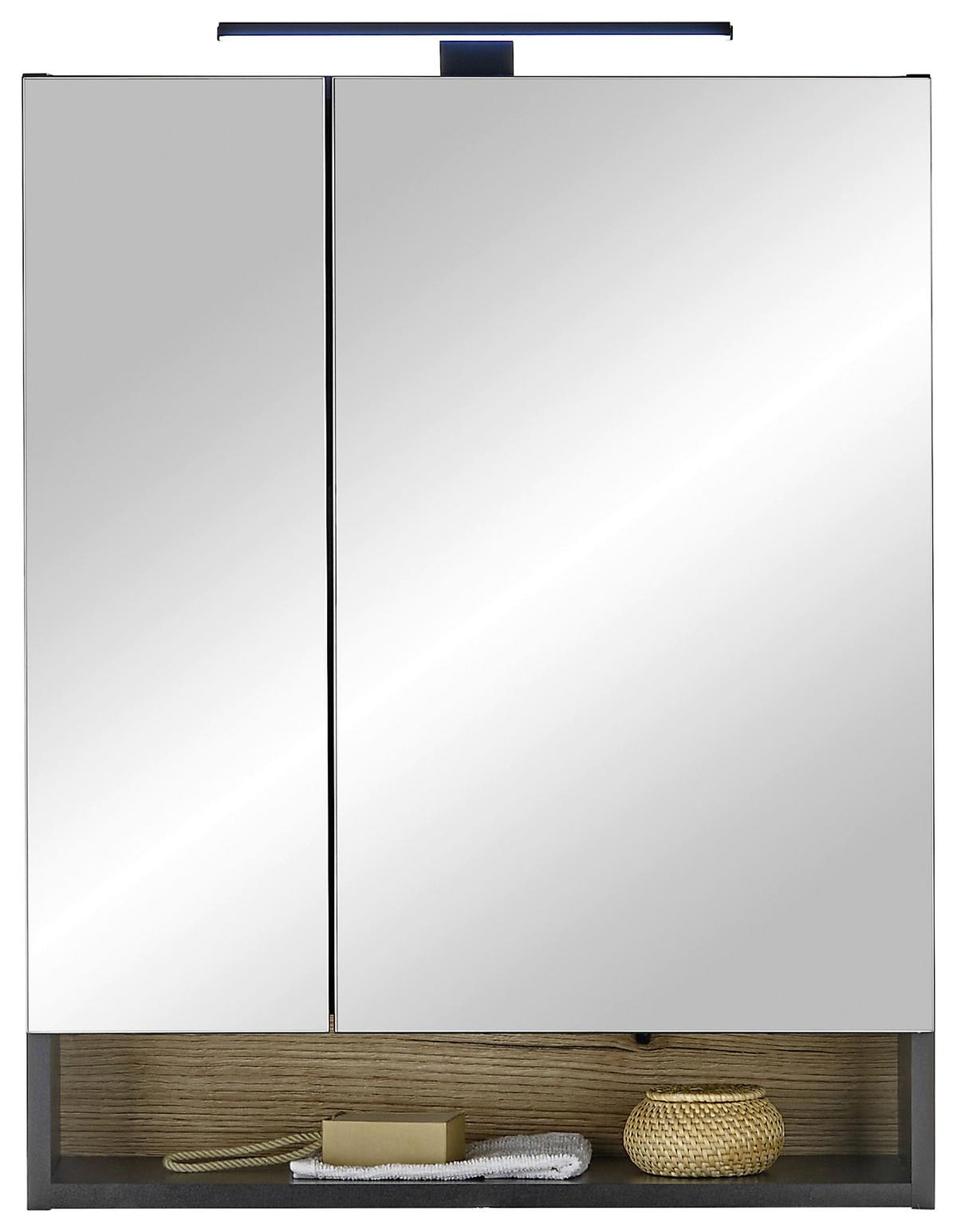 SZAFKA Z LUSTREM DENVER - czarny, Konventionell, materiał drewnopochodny/szkło (60/75/23cm) - home24