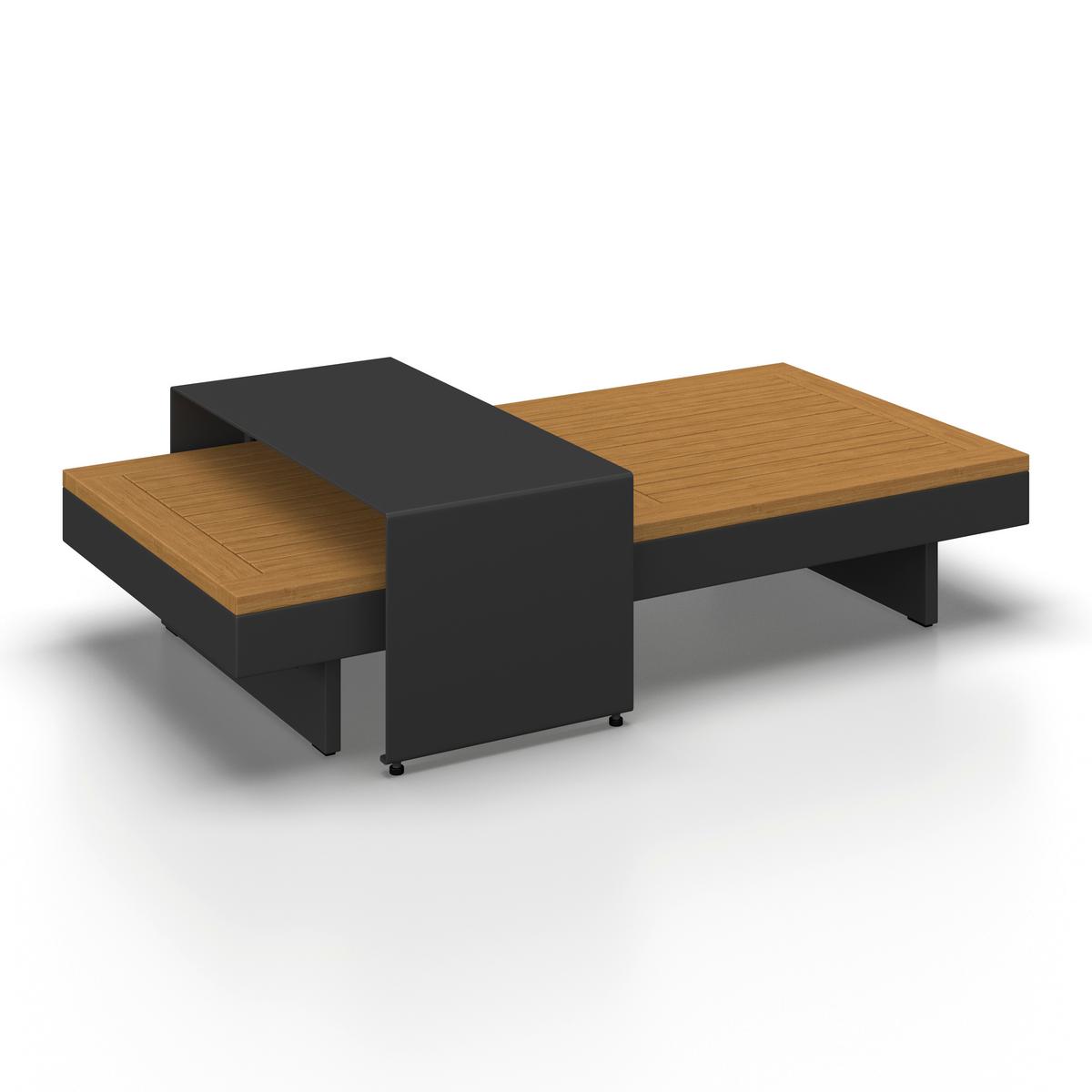 Loungegarnitur Amaia Grau, Outdoorgewebe - Dunkelgrau/Grau, Modern, Holz/Textil (323/80/70cm) - Bessagi Garden