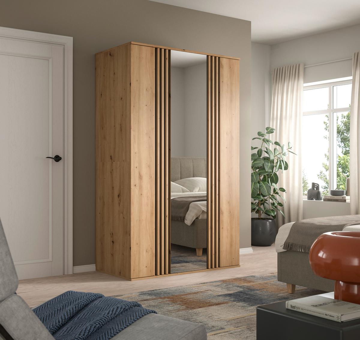 Drehtürenschrank TOFTA Eiche Artisan, Anthrazit - Anthrazit/Eiche Artisan, ROMANTIK / LANDHAUS, Holzwerkstoff (120/192/56cm) - Livetastic