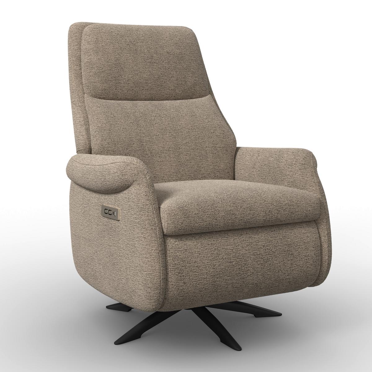 Elektrischer Relaxsessel Alice mit Liege- und Relaxfunktion - Schwarz/Braun, MODERN, Holz/Textil (76/110/90cm) - Bessagi Home