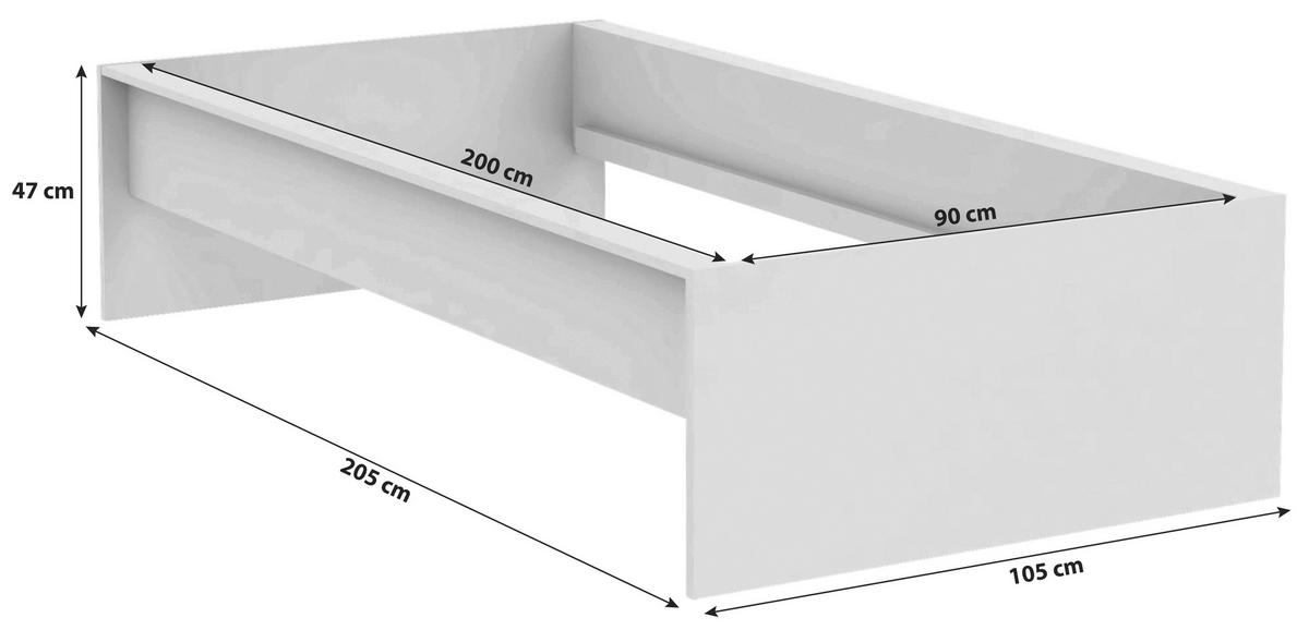 Bettrahmen Unit 90 in Weiss - Weiss, Konventionell, Holzwerkstoff (90/200cm) - Based