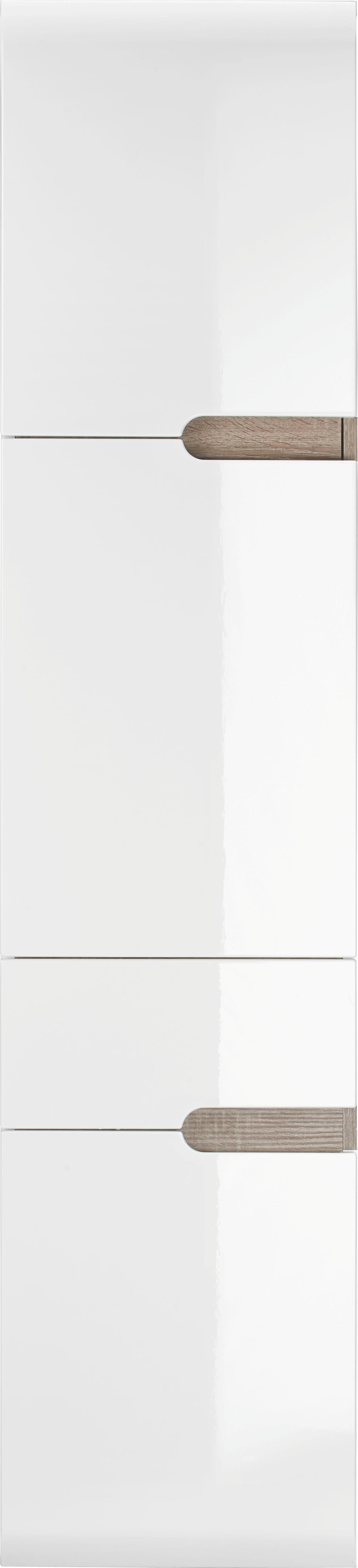 Hochschrank Weiß Hochglanz/Eichefarben - MODERN, Holzwerkstoff (40/176/31cm) - Mömax modern living