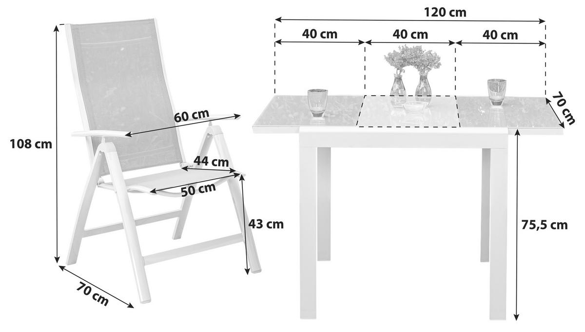 Set Za Balkon Carrara, 3-Delno, Rjavosiva - srebrne barve/rjavosiva, Konvencionalno, kovina/steklo - Gardenson