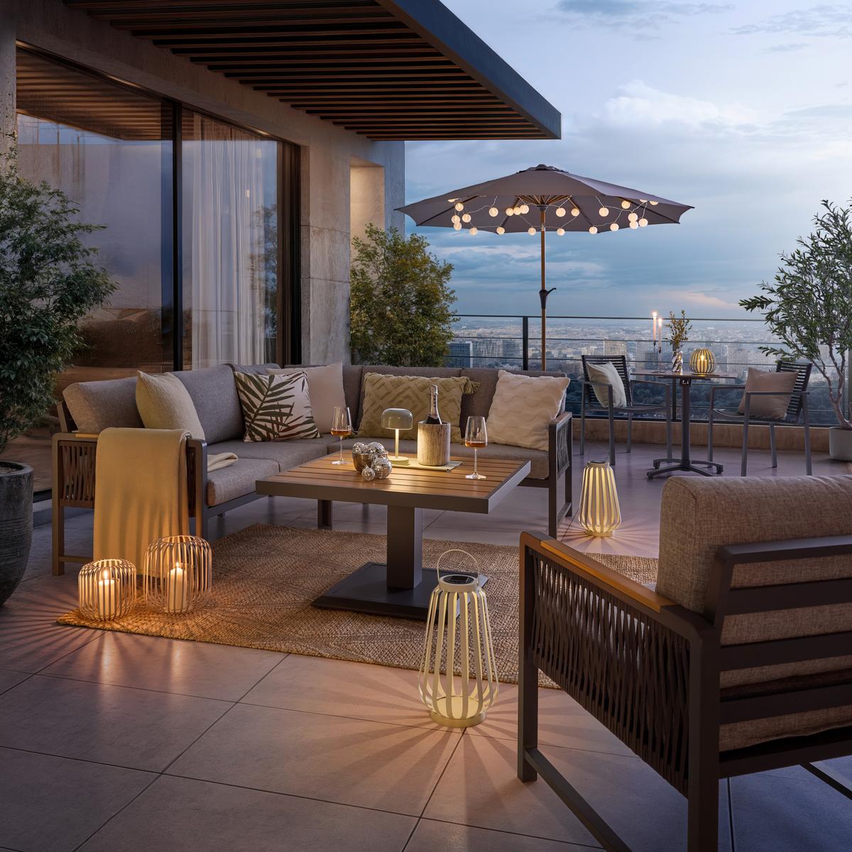 Loungegarnitur Washington Grau/Naturfarben, 4-teilig - Anthrazit/Naturfarben, MODERN, Kunststoff/Textil (192/73/192cm) - Mömax