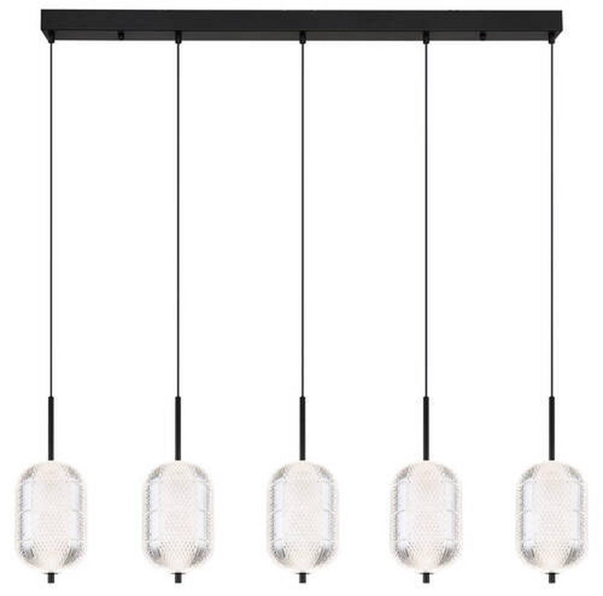 LED-Hängeleuchte Kurius Schwarz max. 60 Watt - Klar/Schwarz, KONVENTIONELL, Kunststoff/Metall (118/15/120cm) - Globo