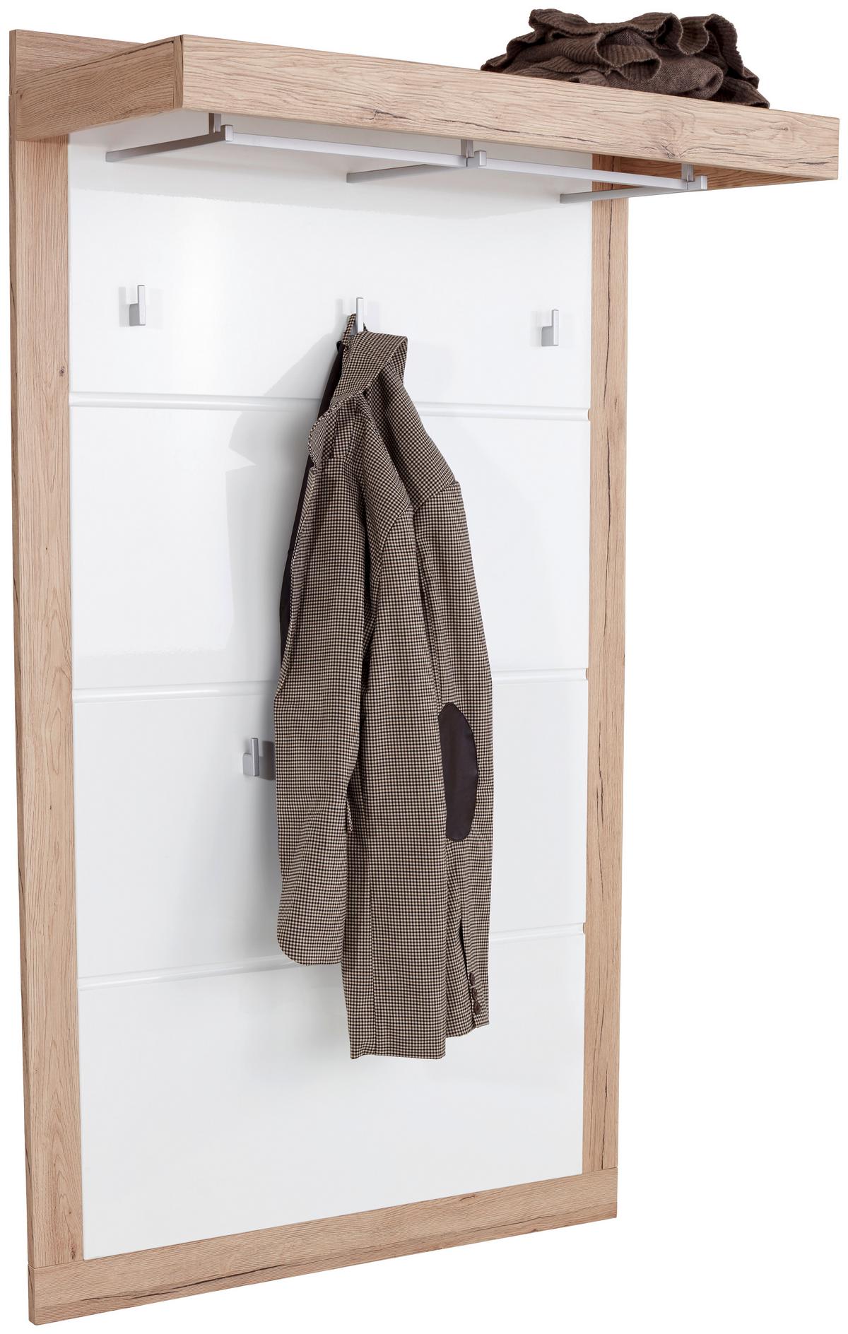 Panou cuier Malta - alb/culoare lemn stejar, Modern, material pe bază de lemn (94,9/147,7/34cm) - Modern Living