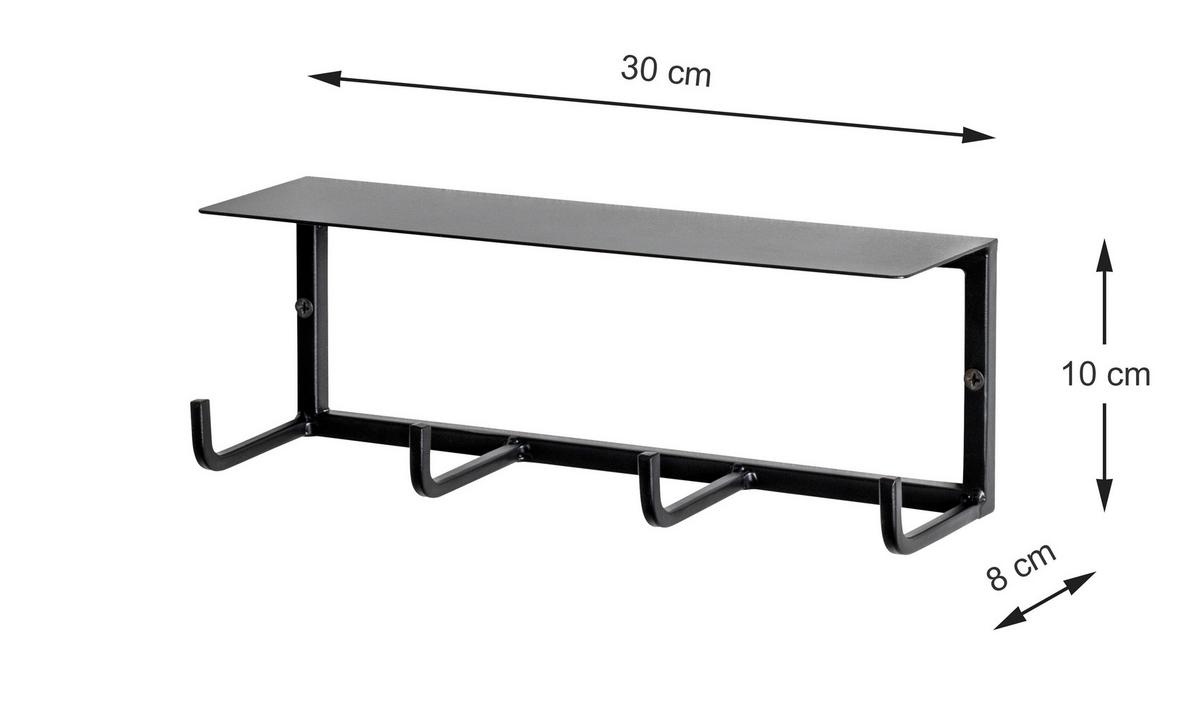 Wandgarderobe Sidney in Schwarz - Schwarz, MODERN, Metall (30/10/8cm) - Mömax