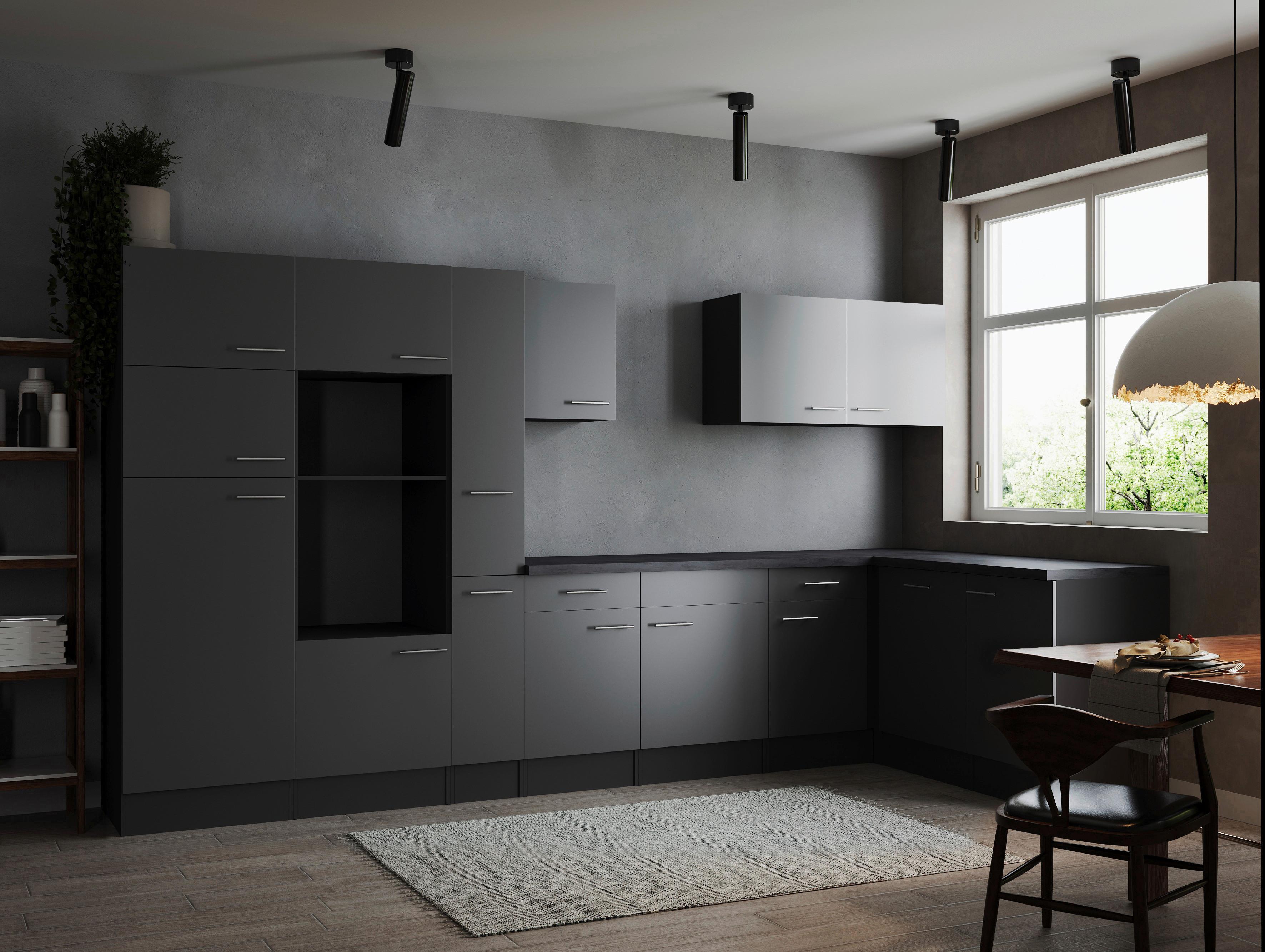 Kotna Kuhinja Brez Aparatov Oliver, 370x172cm - srebrne barve/siva, Design, kovina/leseni material (370/172cm) - Respekta