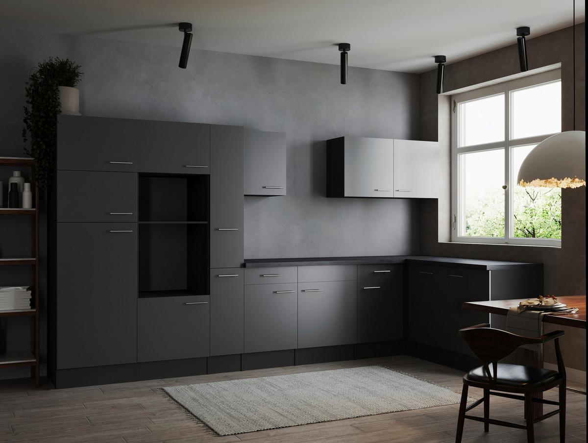 Kotna Kuhinja Brez Aparatov Oliver, 370x172cm - srebrne barve/siva, Design, kovina/leseni material (370/172cm) - Respekta