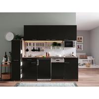 Küchenblock Oliver mit Geräten ca. 225 cm Schwarz - Eichefarben/Schwarz, Basics, Holzwerkstoff/Kunststoff (225cm) - Respekta