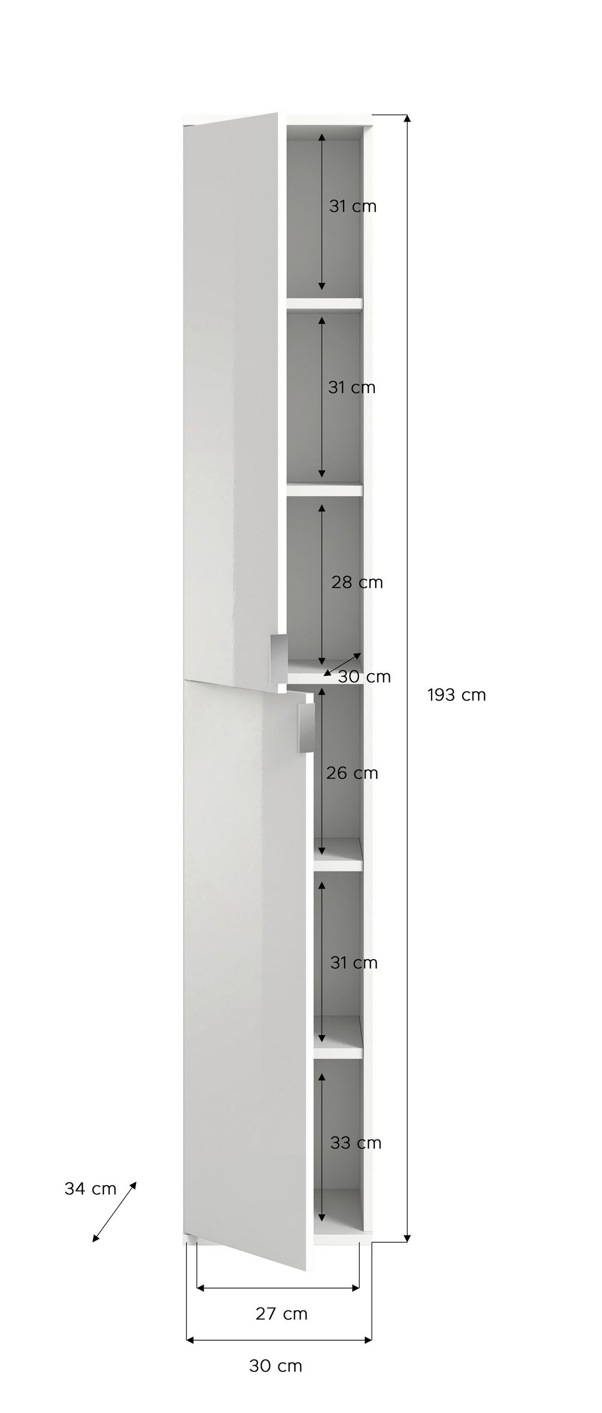 Garderobe Projekt X ca. 212x193 cm Eiche/Weiß - KONVENTIONELL, Holzwerkstoff (212/193/34cm) - MID.YOU