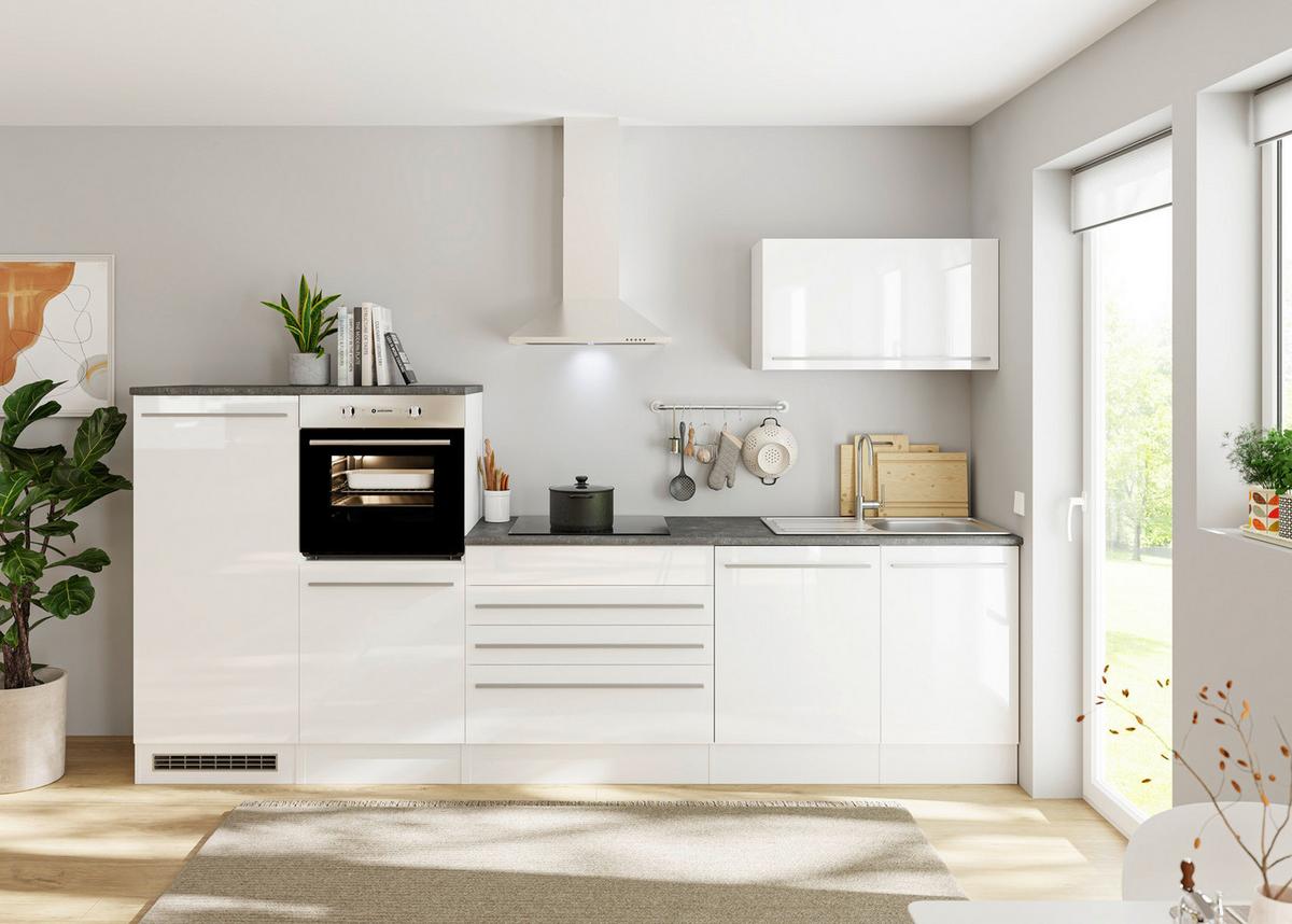 Moderen Kuhinjski Blok Brez Aparatov Welcome Jazz, Bela - bela/visoki sijaj, Konvencionalno, leseni material (320cm) - Modern Living