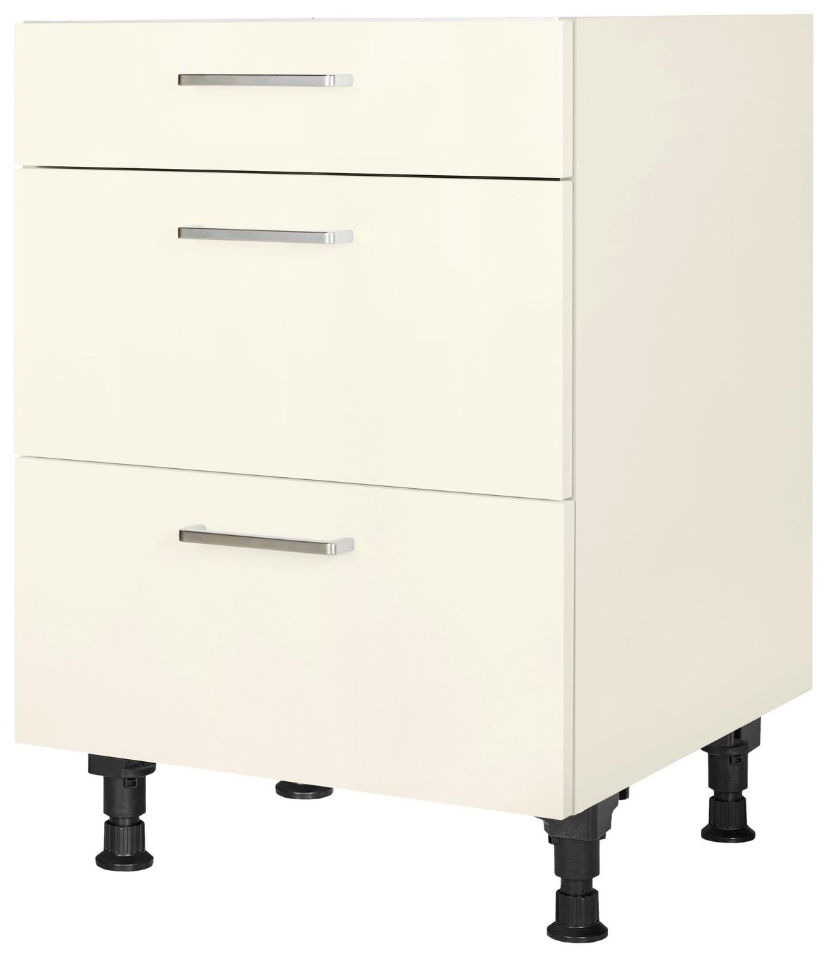 Kochfeldumbauschrank Touch Magnolie - Edelstahlfarben/Magnolie, MODERN, Holzwerkstoff/Metall (60/87/56cm) - Nobilia