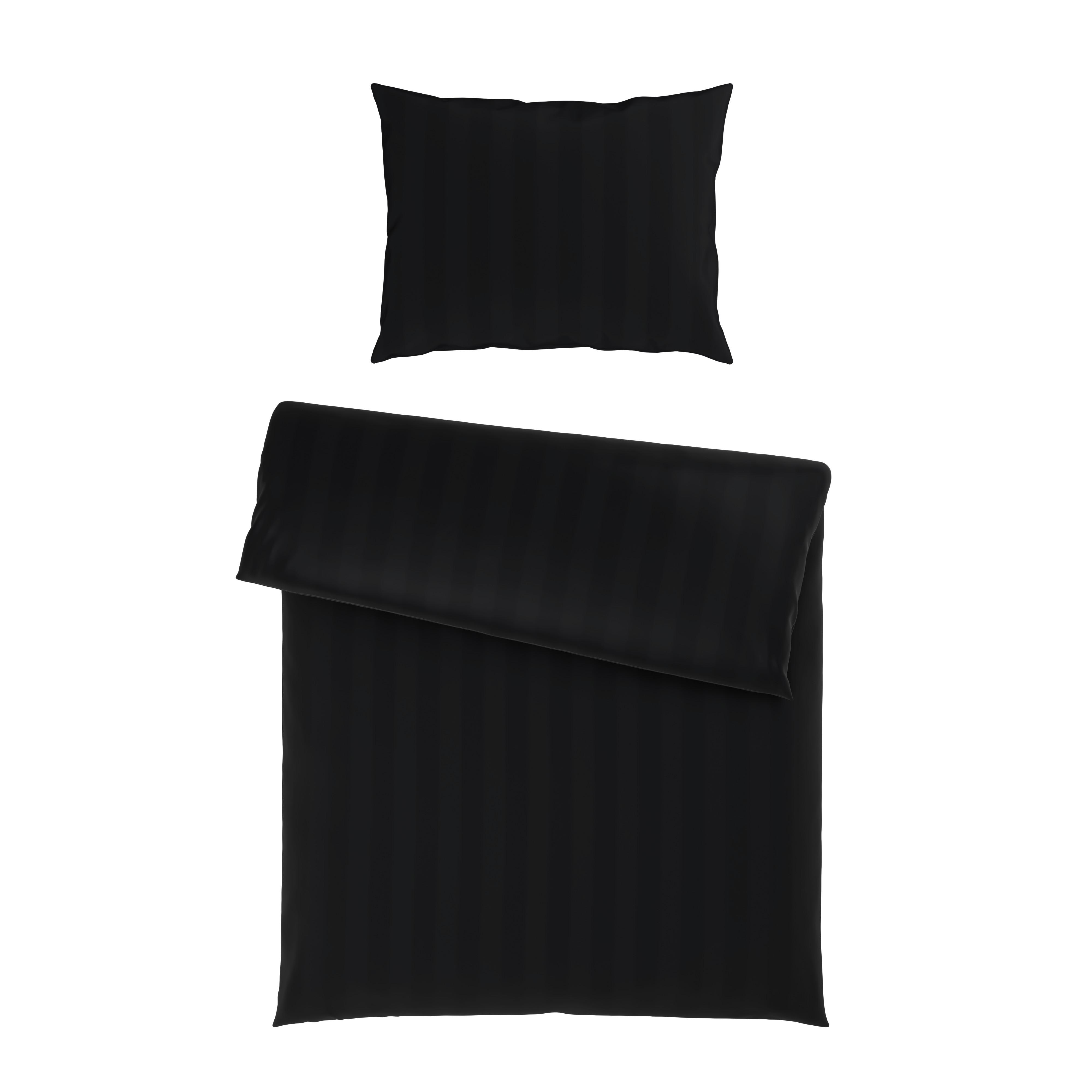 Bettwäsche Xenia Streif Schwarz ca. 140x200cm - Schwarz, MODERN, Textil (140/200cm) - Premium Living