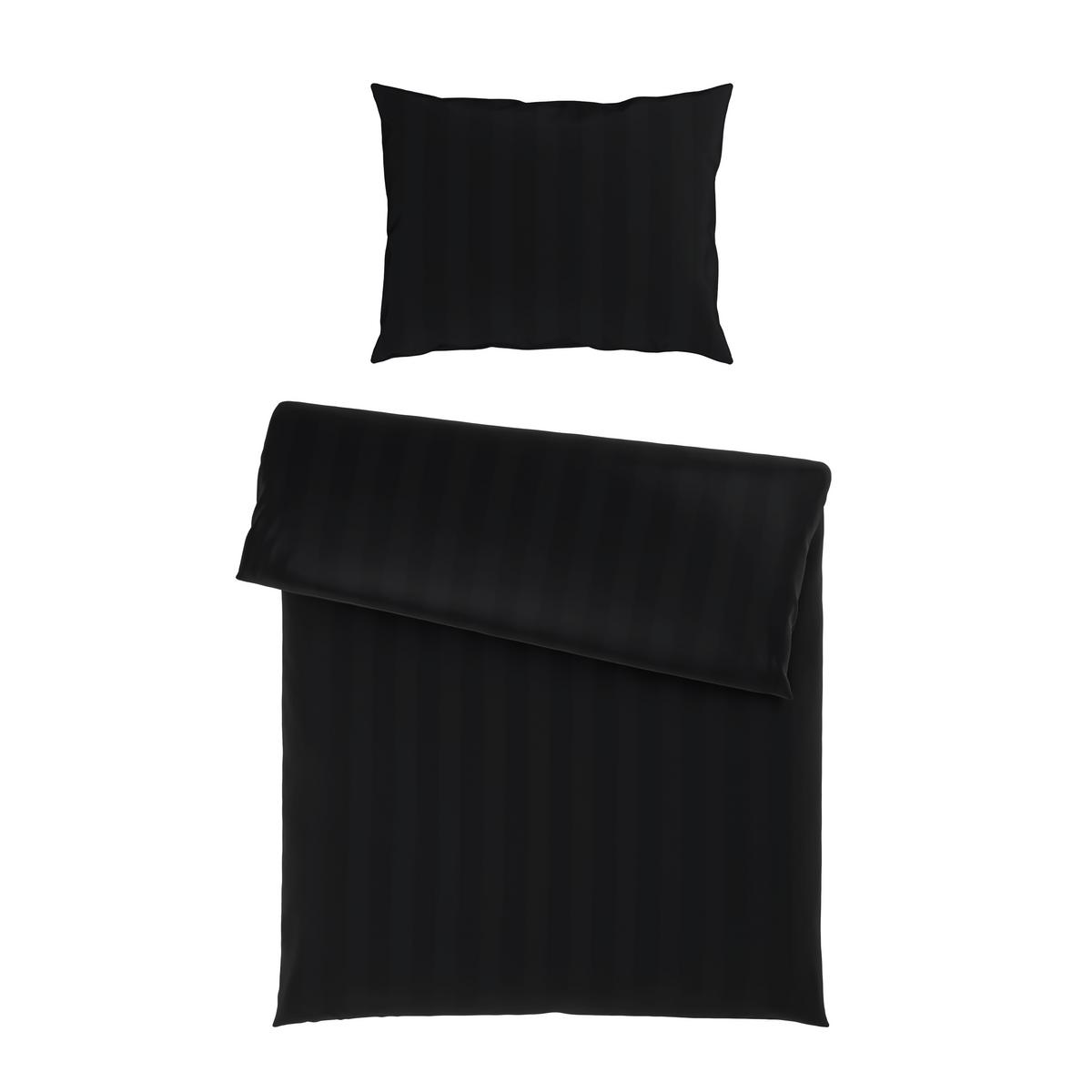 Bettwäsche Xenia Streif Schwarz ca. 140x200cm - Schwarz, MODERN, Textil (140/200cm) - Premium Living