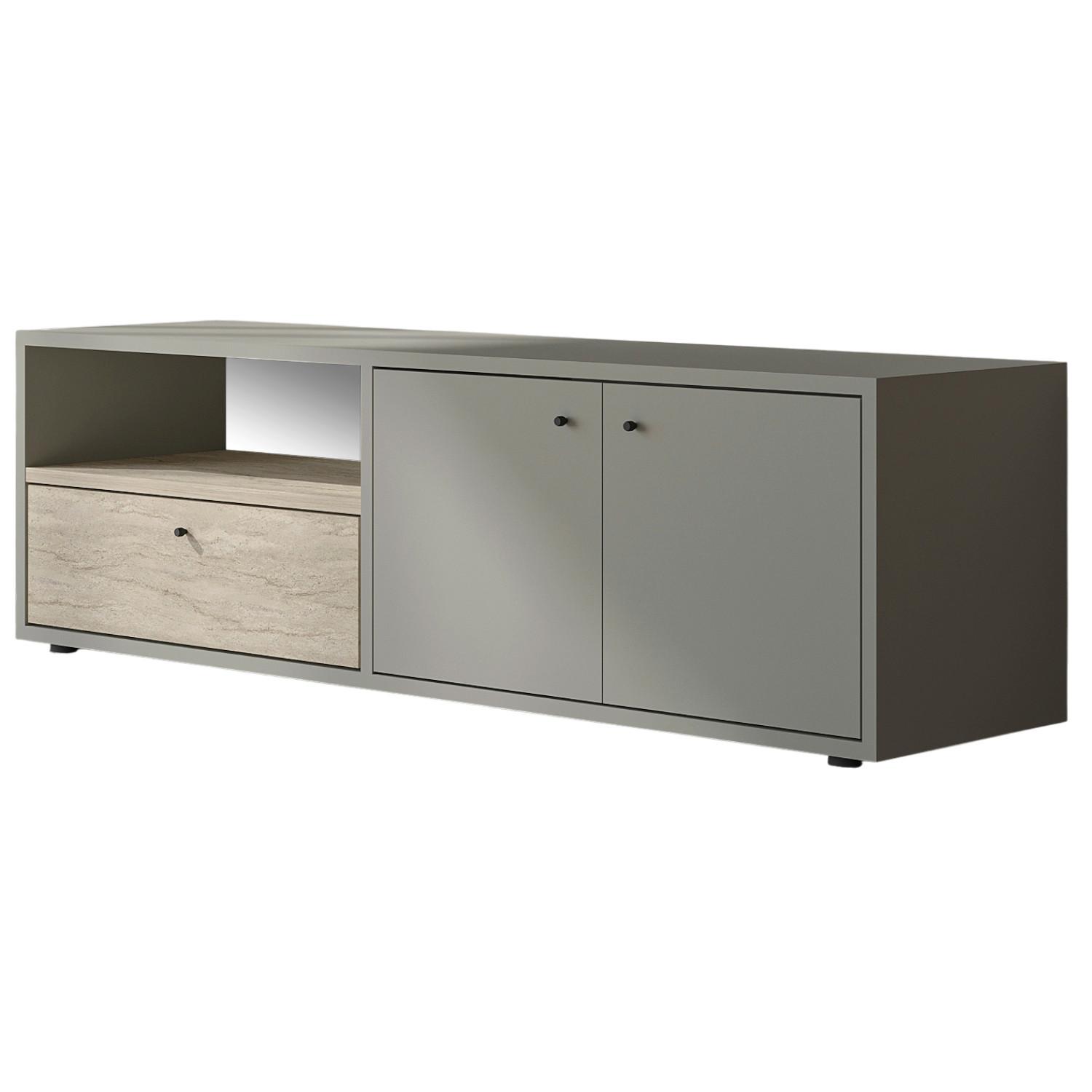 Lowboard Pao Tv Schrank - Creme/Schwarz, Design, Holzwerkstoff (35/42/136cm) - Livetastic